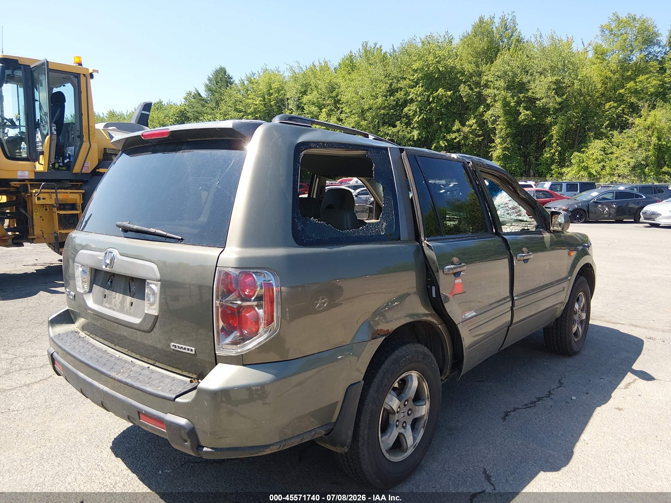 2007 Honda Pilot Ex-l Green vin: 2HKYF18547H530542