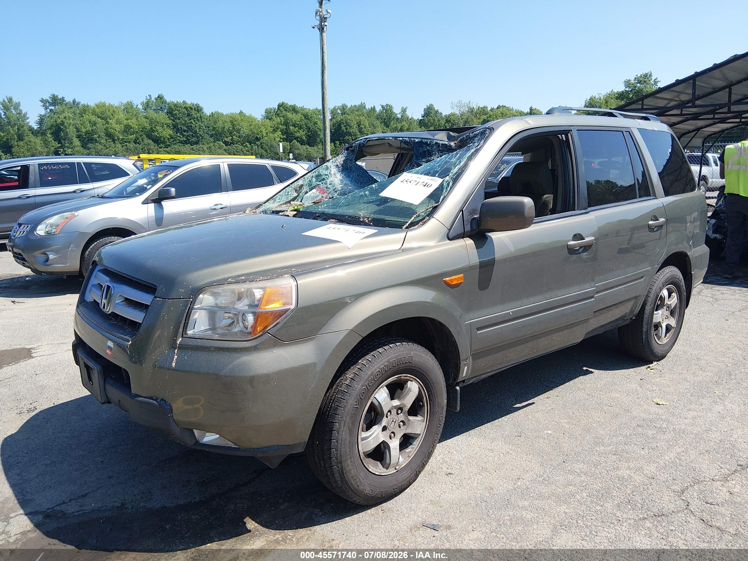 2007 Honda Pilot Ex-l Green vin: 2HKYF18547H530542