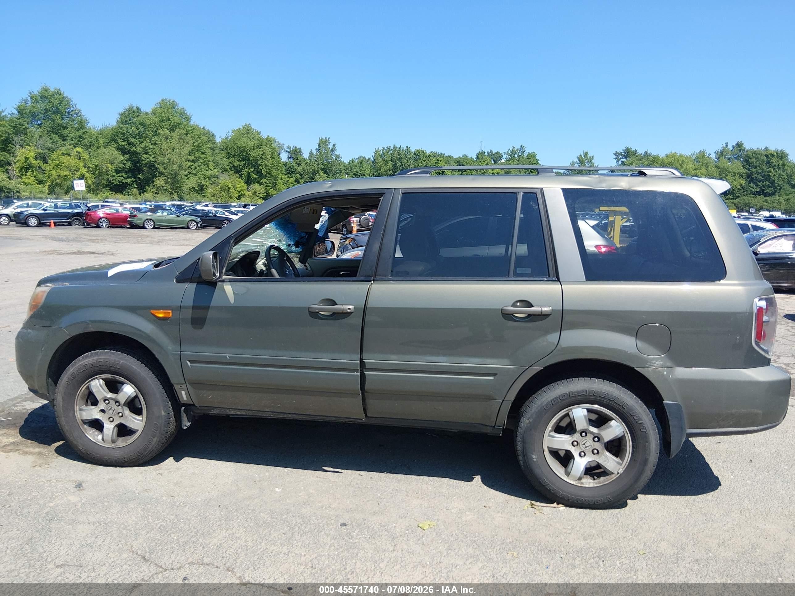 2007 Honda Pilot Ex-l Green vin: 2HKYF18547H530542