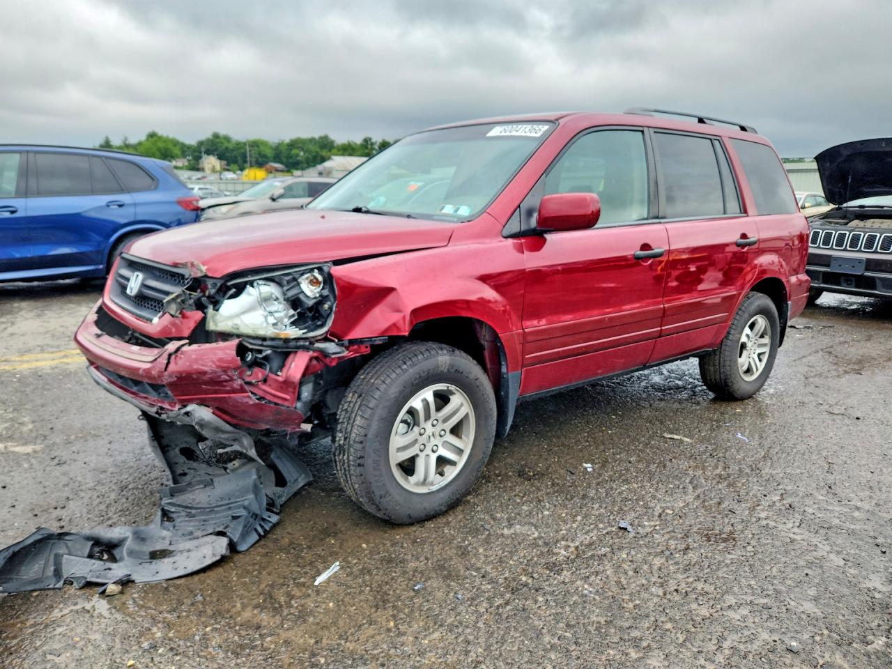 2004 Honda Pilot Exl Red vin: 2HKYF18554H549631