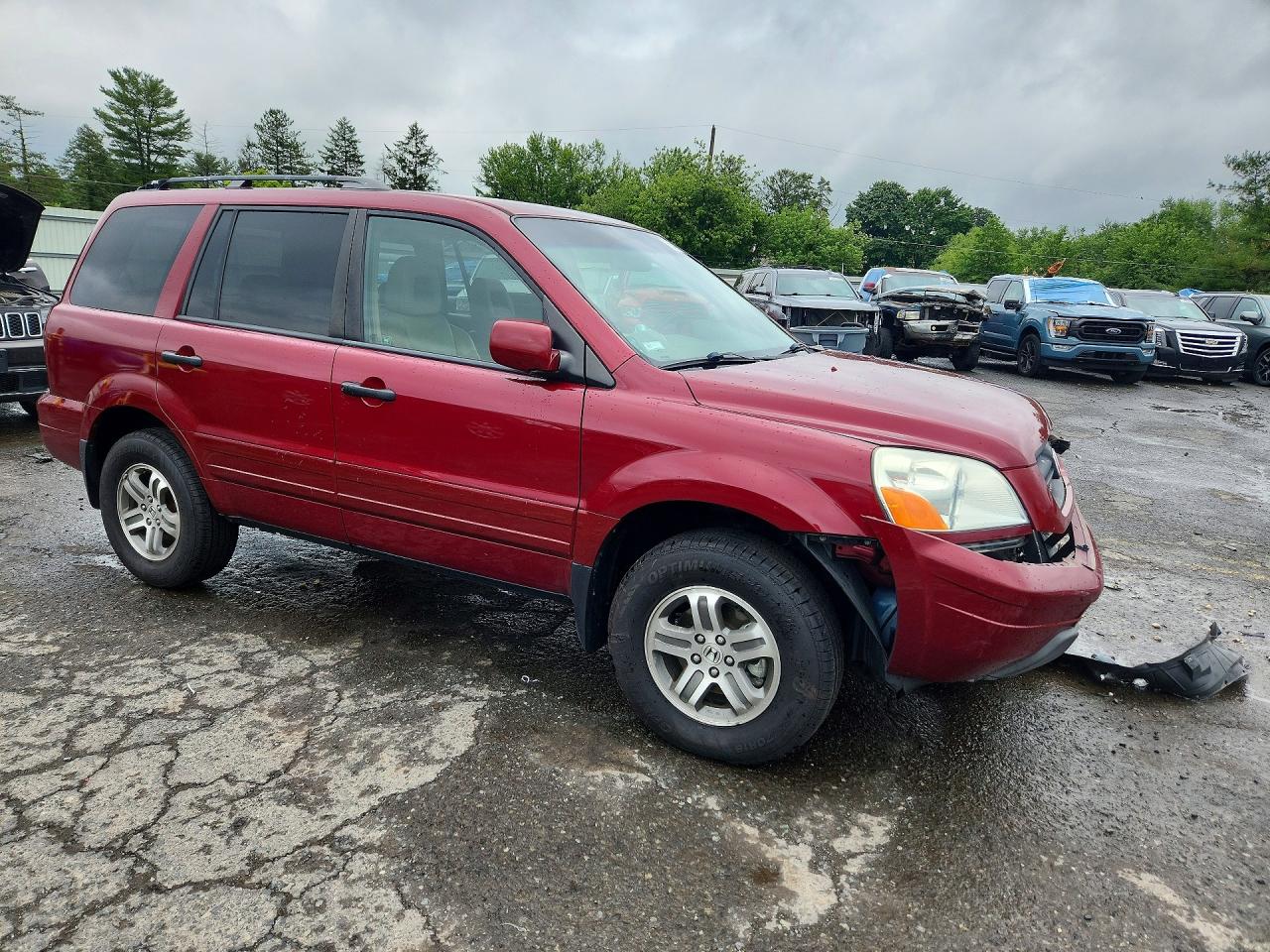 2004 Honda Pilot Exl Red vin: 2HKYF18554H549631