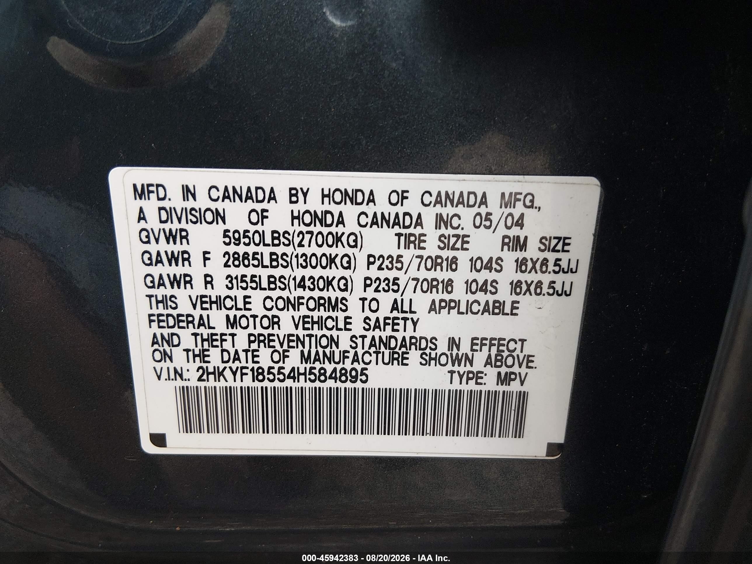 2004 Honda Pilot Ex-l Gray vin: 2HKYF18554H584895