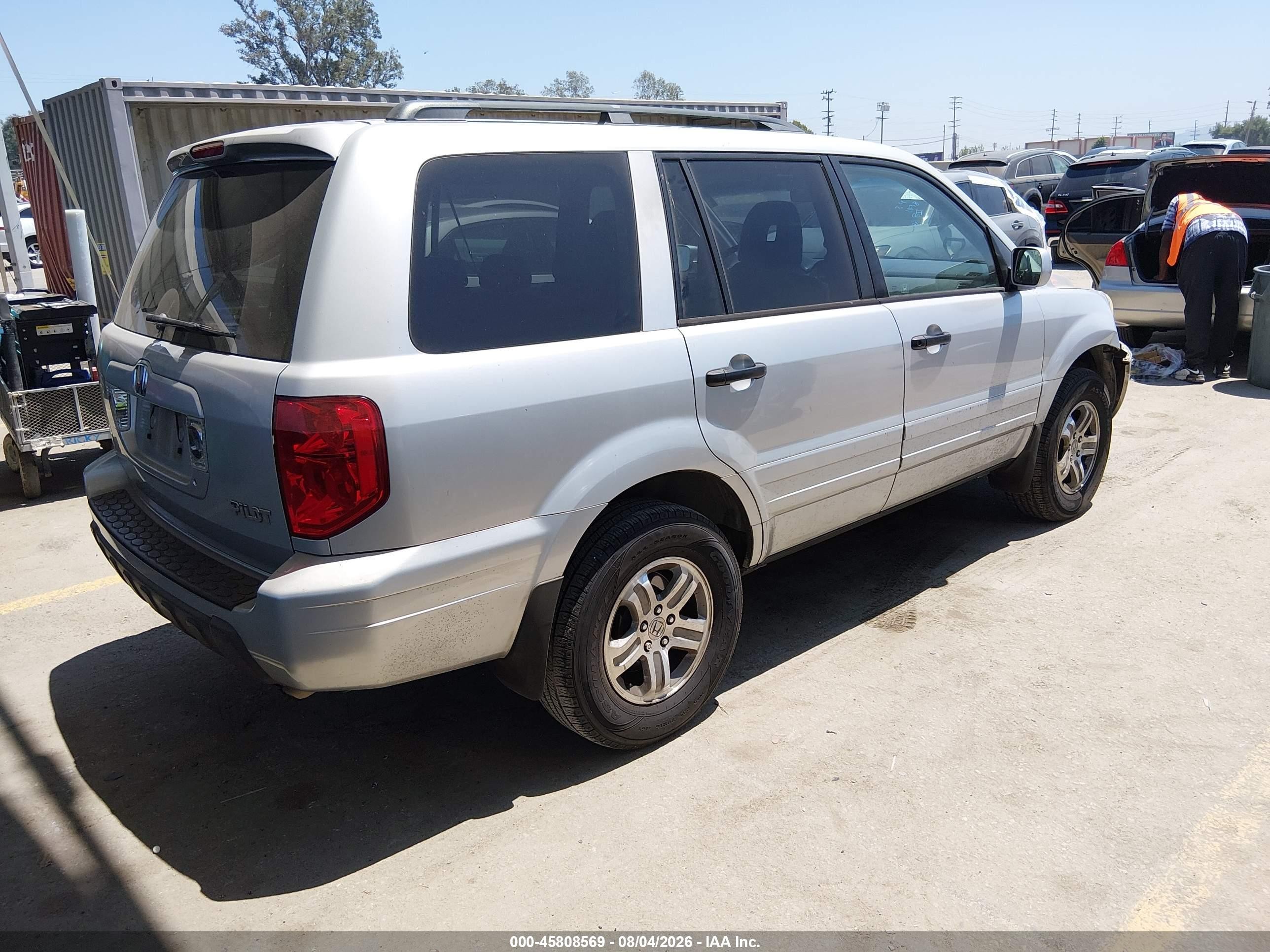 2004 Honda Pilot Ex-l Silver vin: 2HKYF18554H605356