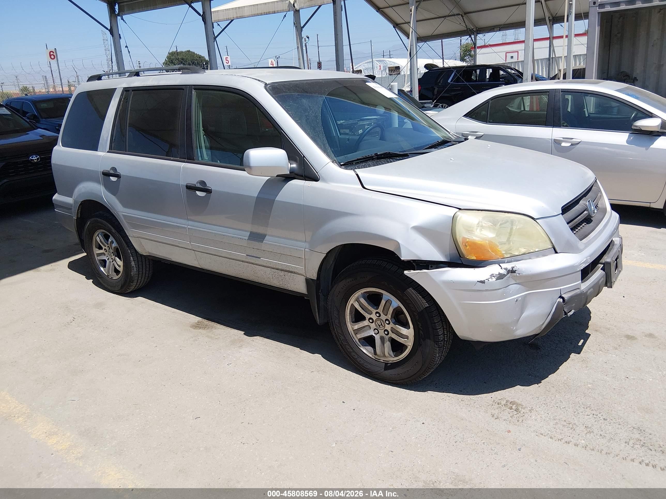 2004 Honda Pilot Ex-l Silver vin: 2HKYF18554H605356