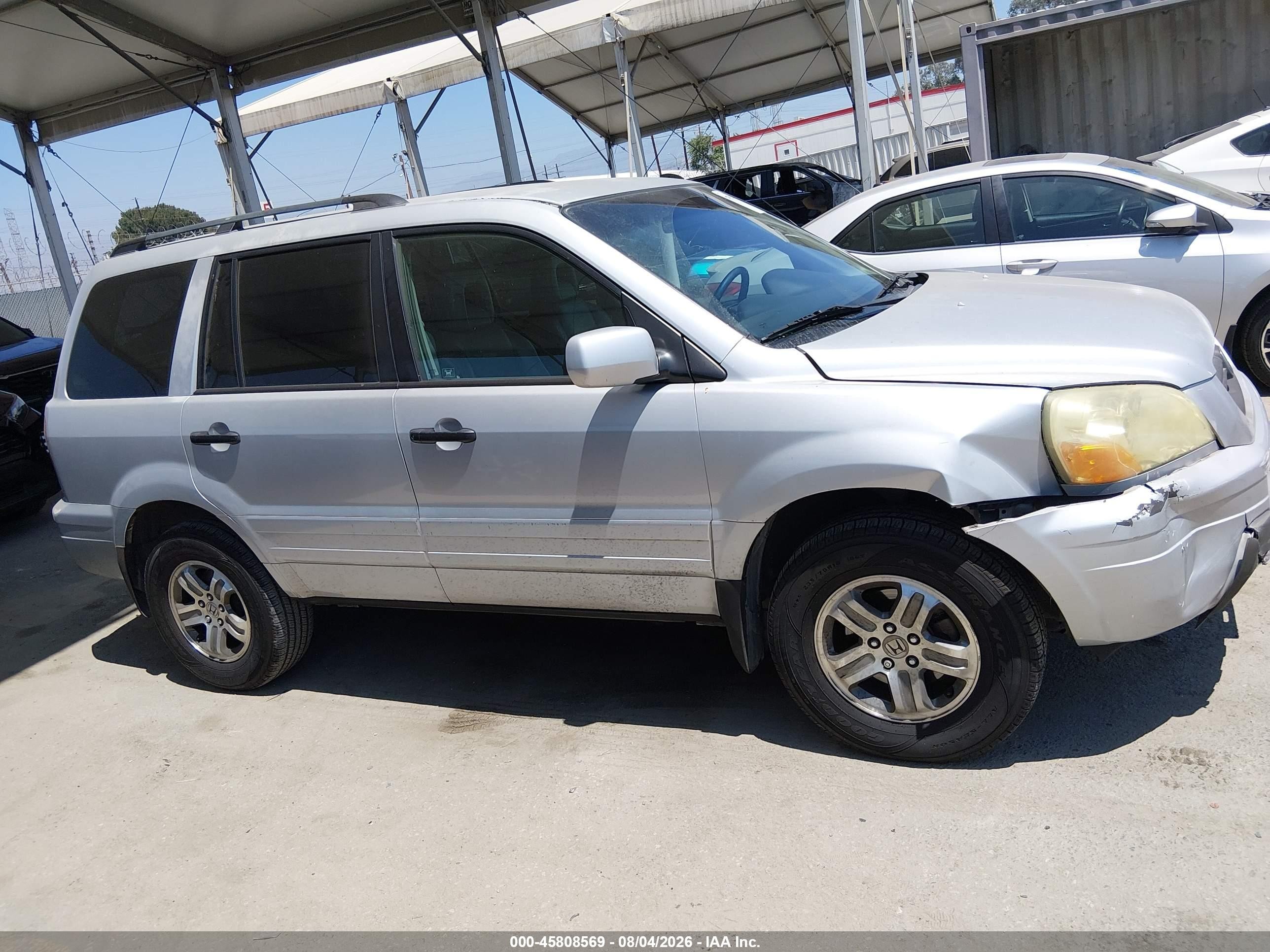 2004 Honda Pilot Ex-l Silver vin: 2HKYF18554H605356