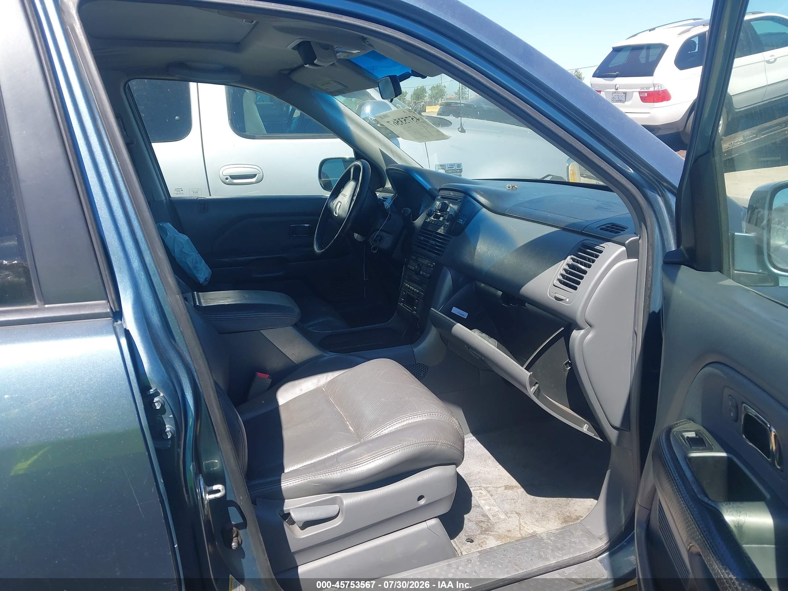 2005 Honda Pilot Ex-l Light Blue vin: 2HKYF18555H540574