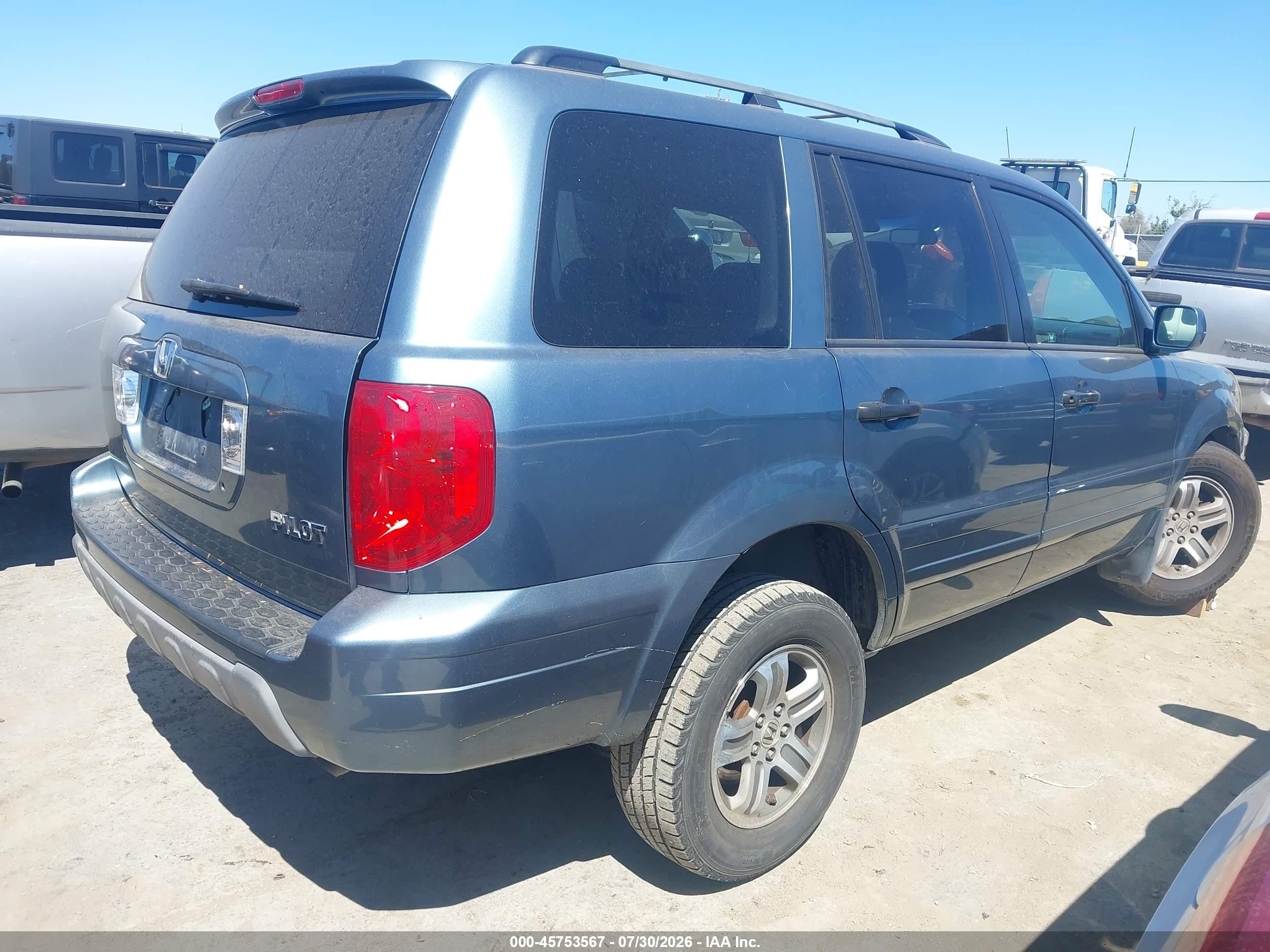 2005 Honda Pilot Ex-l Light Blue vin: 2HKYF18555H540574