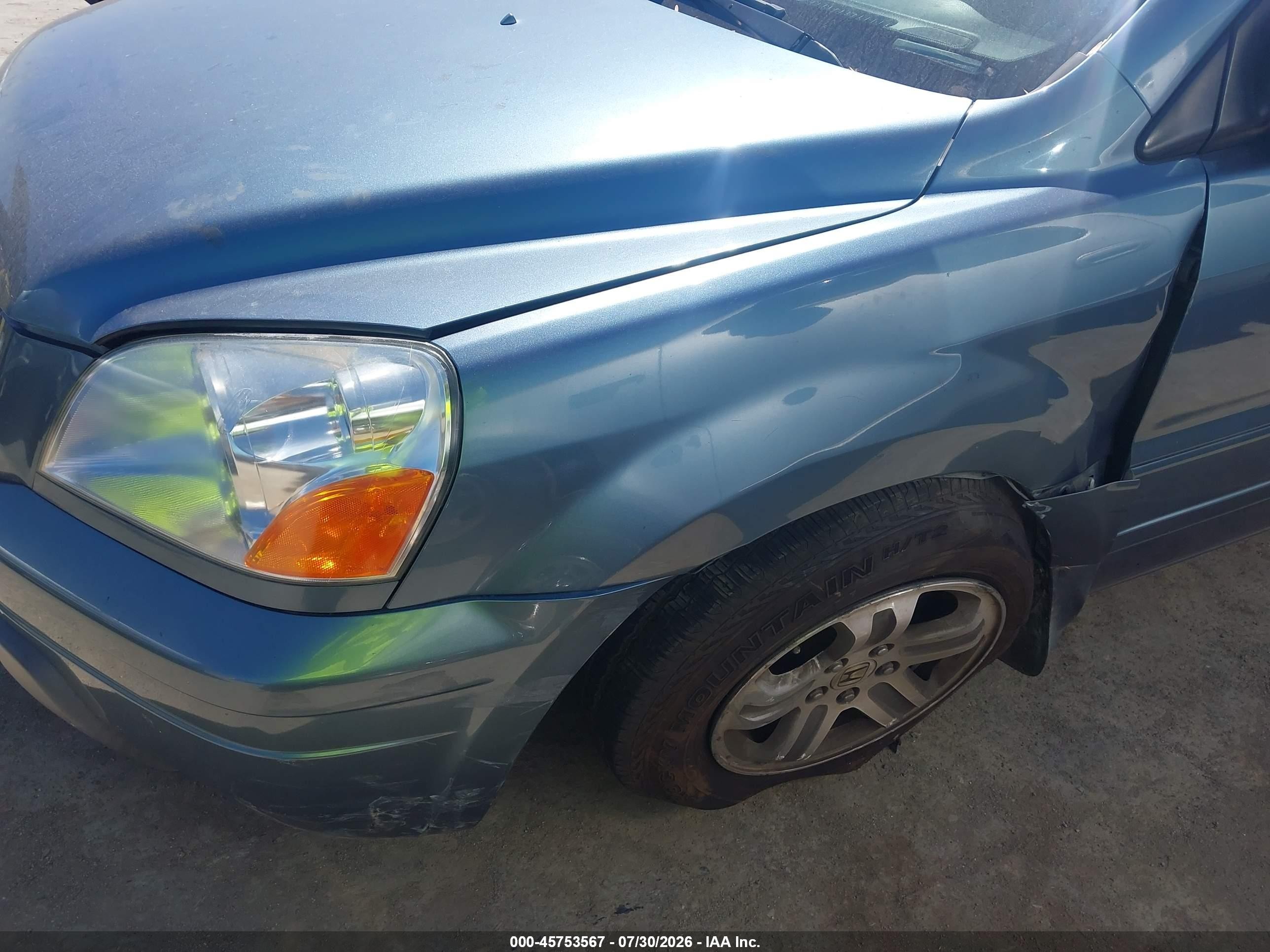 2005 Honda Pilot Ex-l Light Blue vin: 2HKYF18555H540574