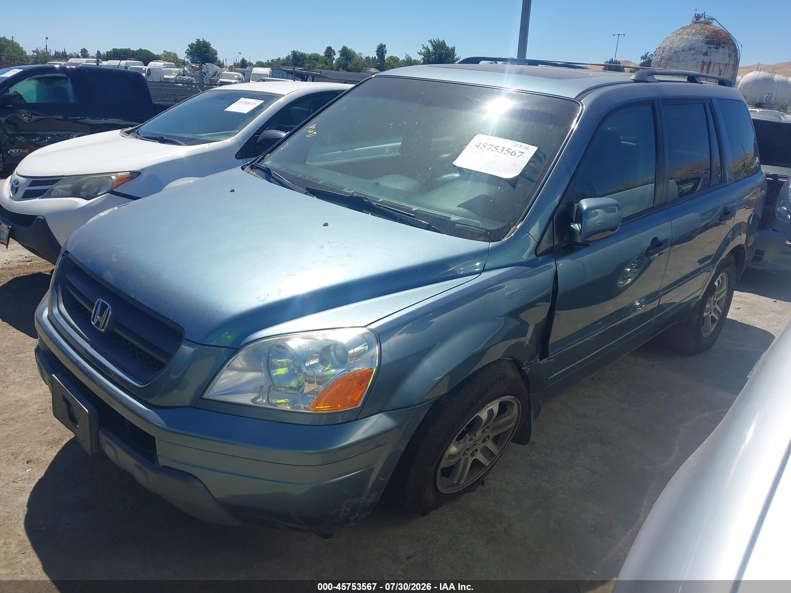 2005 Honda Pilot Ex-l Light Blue vin: 2HKYF18555H540574