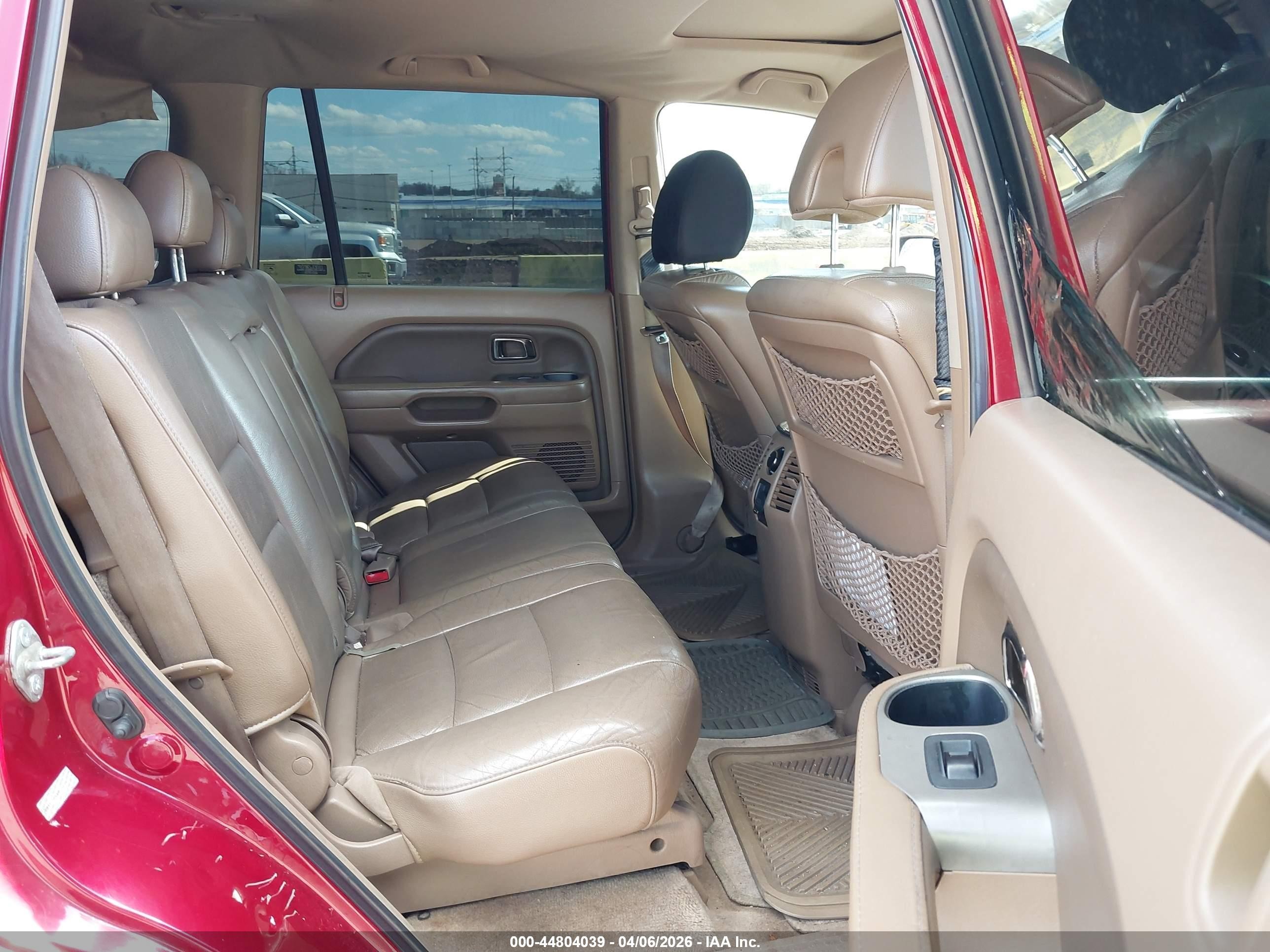 2006 Honda Pilot Ex-l Red vin: 2HKYF18556H506698
