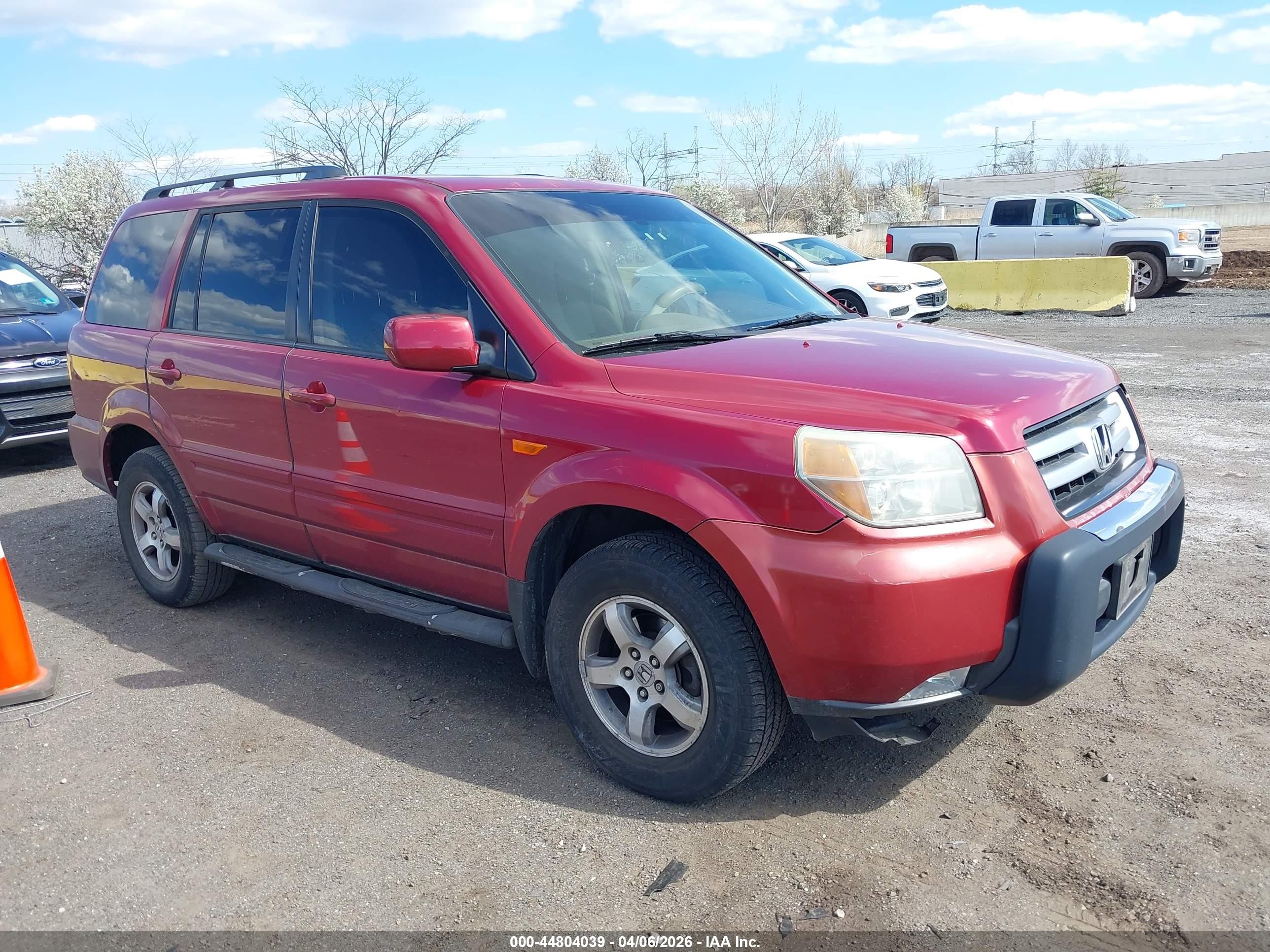2006 Honda Pilot Ex-l Red vin: 2HKYF18556H506698
