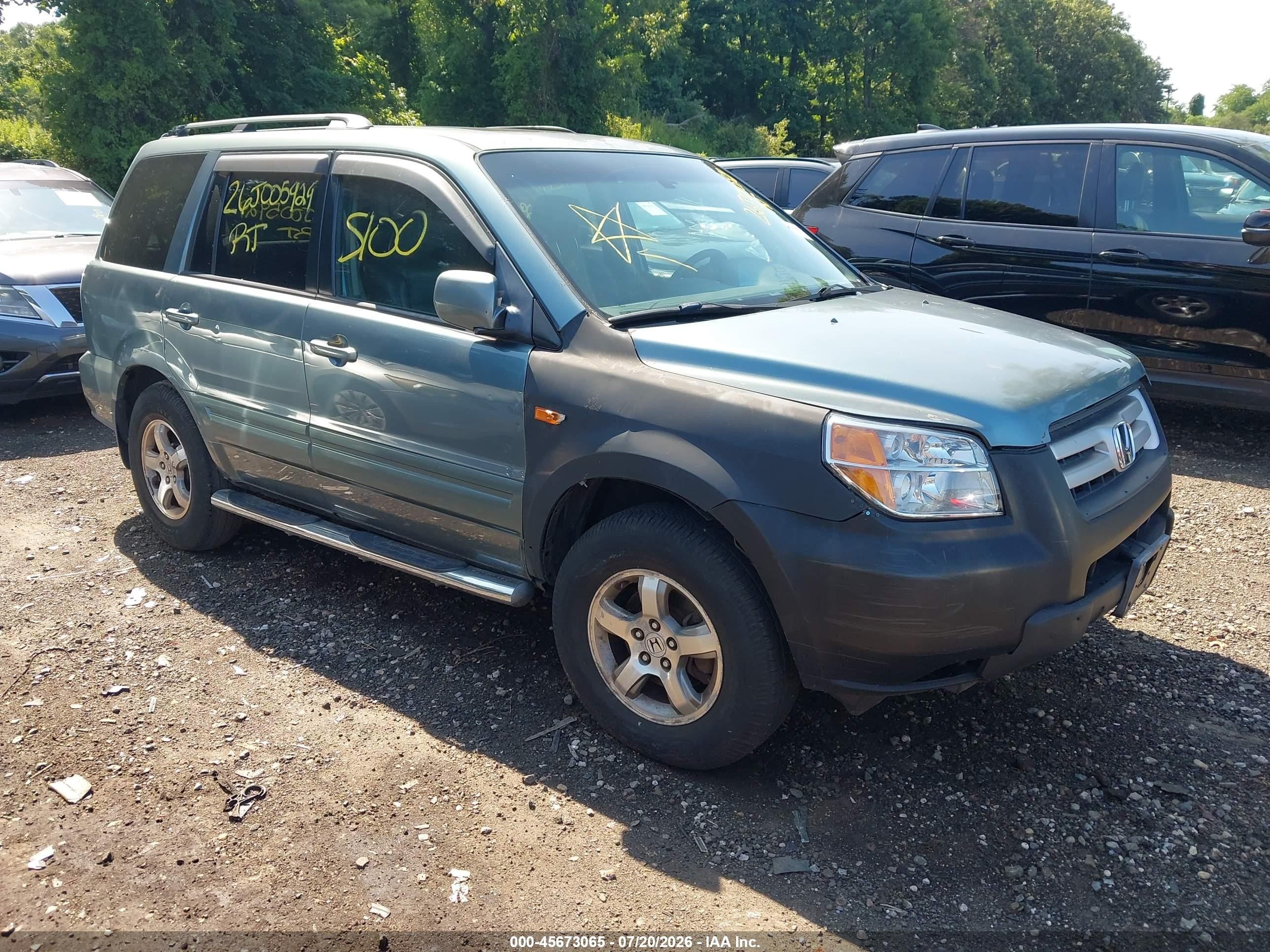 2006 Honda Pilot Ex-l Синий vin: 2HKYF18556H524134