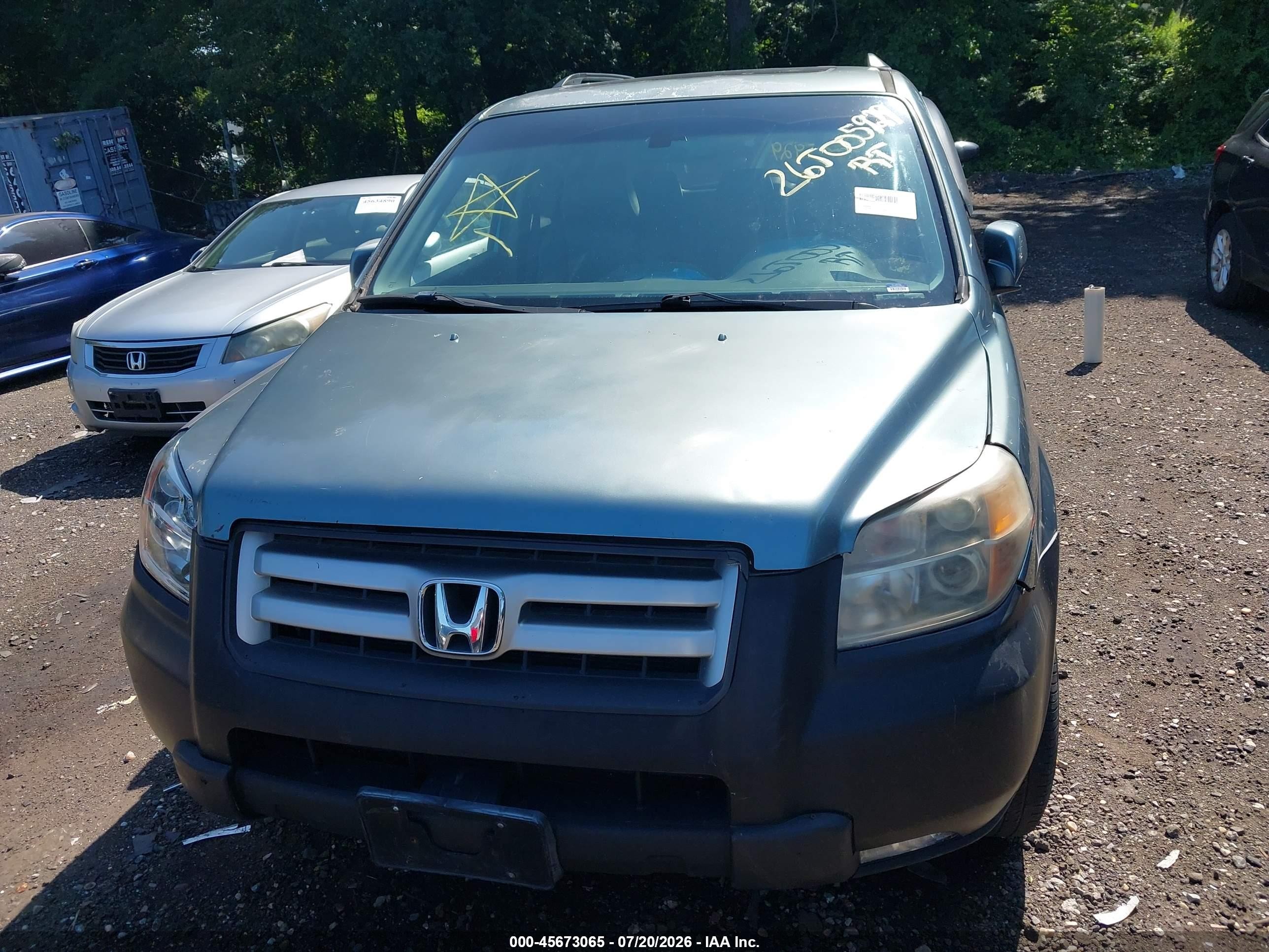 2006 Honda Pilot Ex-l Синий vin: 2HKYF18556H524134