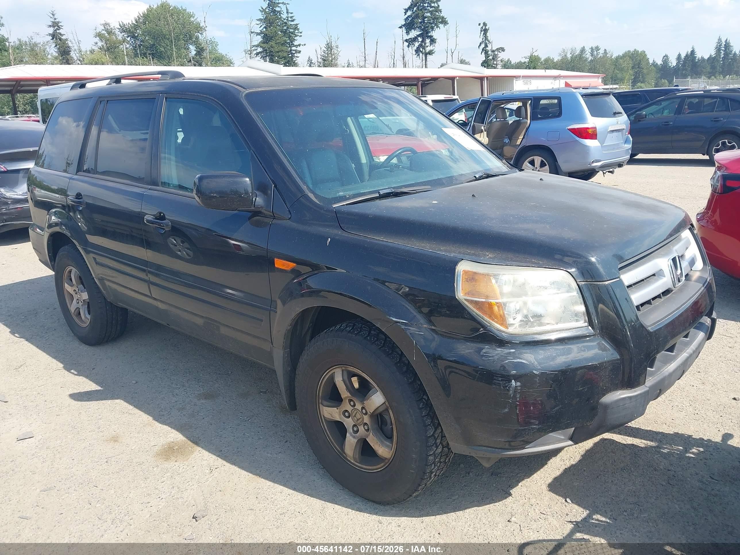 2007 Honda Pilot Ex-l Black vin: 2HKYF18557H502314
