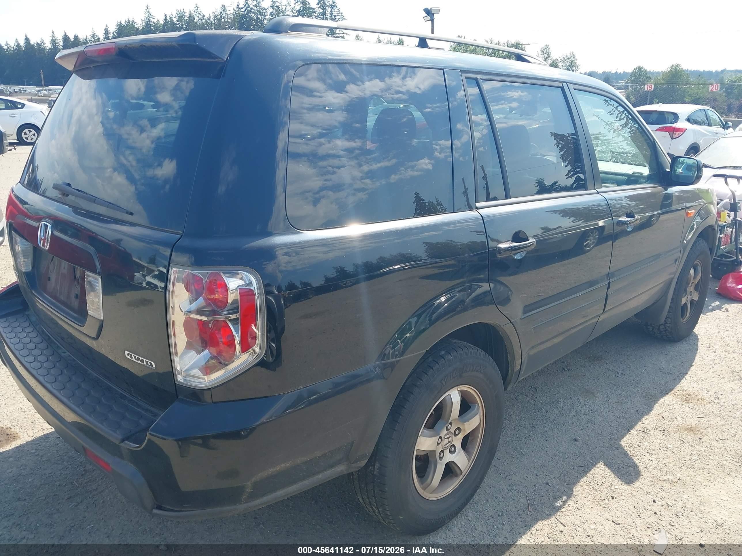 2007 Honda Pilot Ex-l Black vin: 2HKYF18557H502314