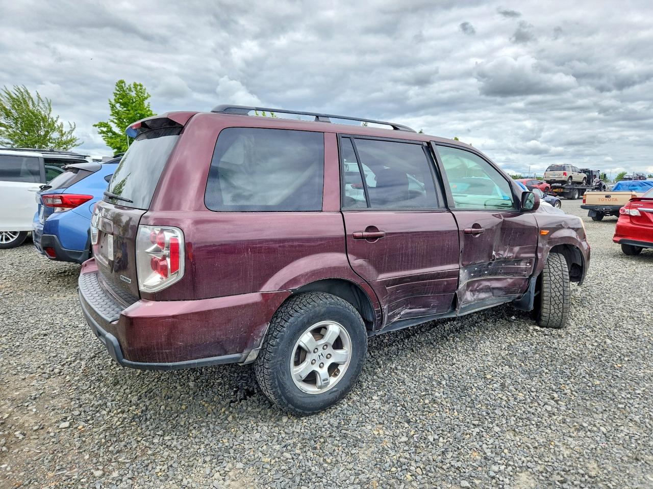 2007 Honda Pilot Exl Maroon vin: 2HKYF18557H502894