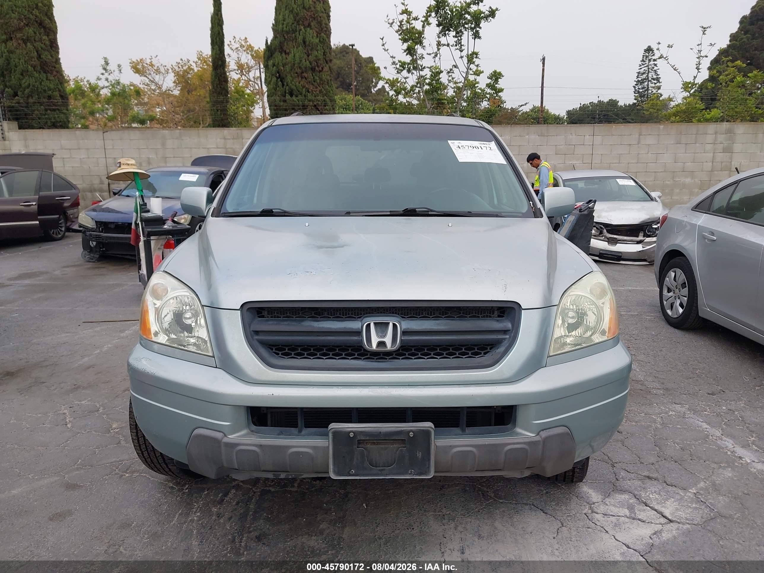 2003 Honda Pilot Ex-l Light Blue vin: 2HKYF18563H537695