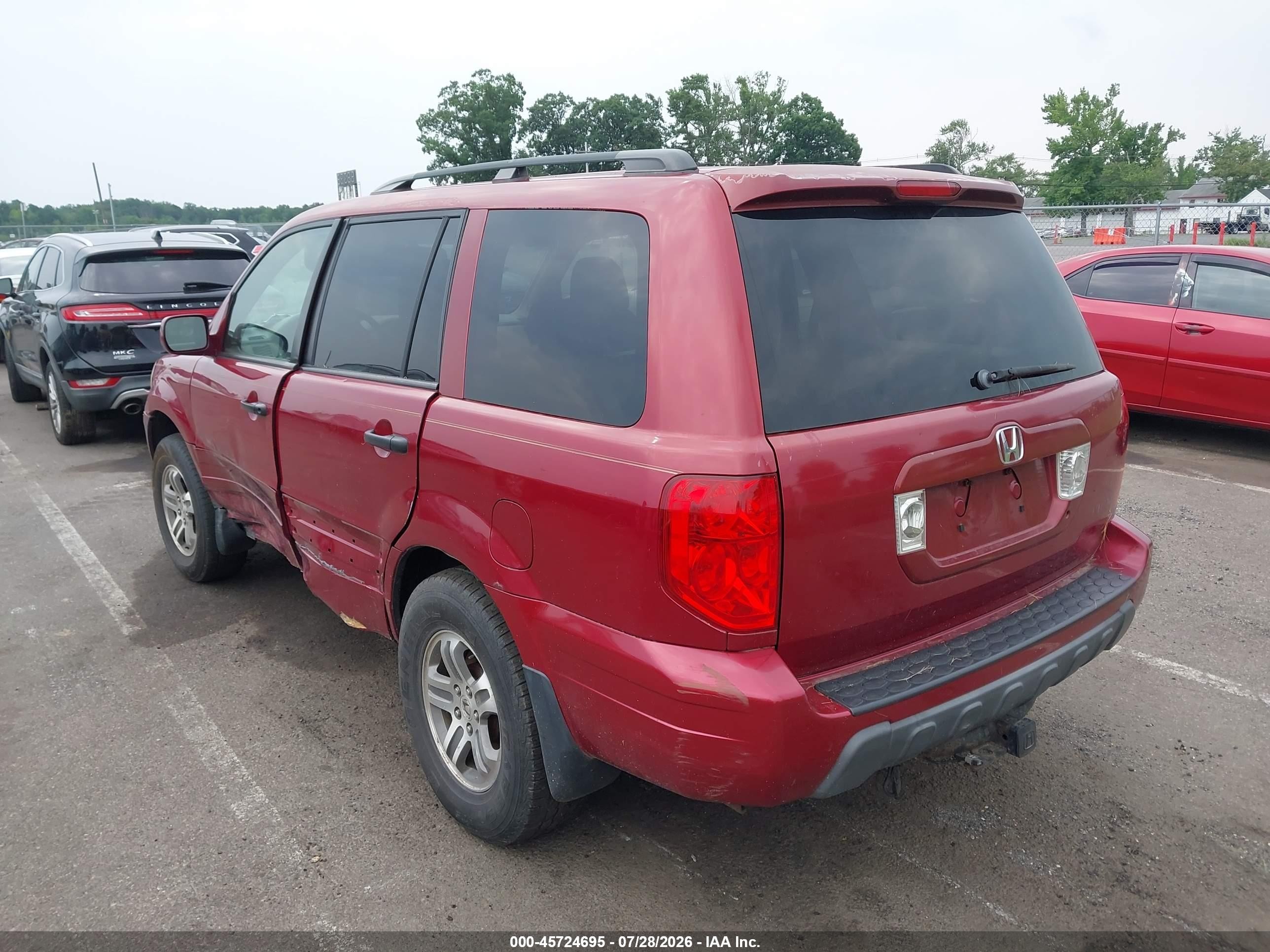 2004 Honda Pilot Ex-l Red vin: 2HKYF18564H518064