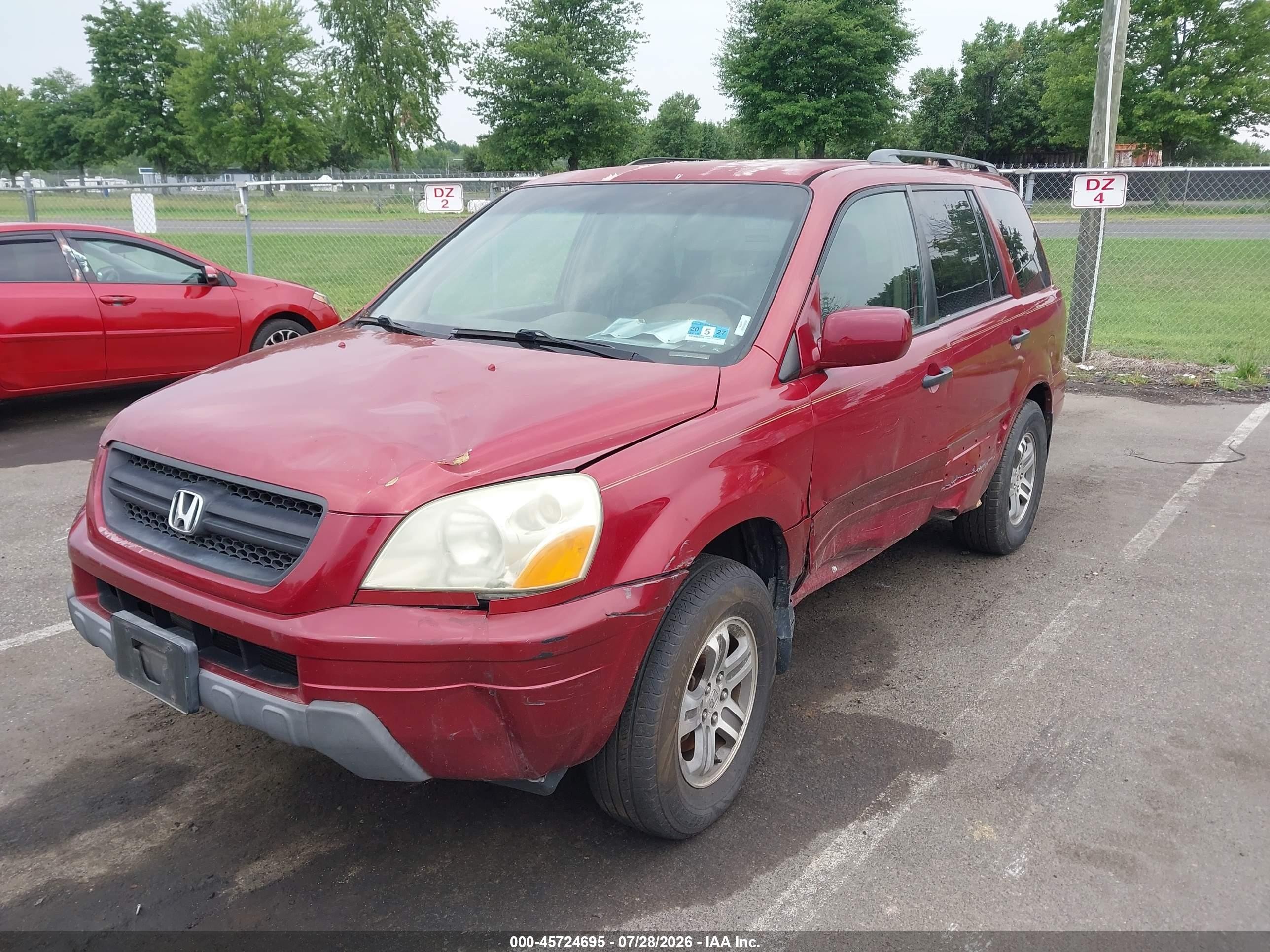 2004 Honda Pilot Ex-l Red vin: 2HKYF18564H518064