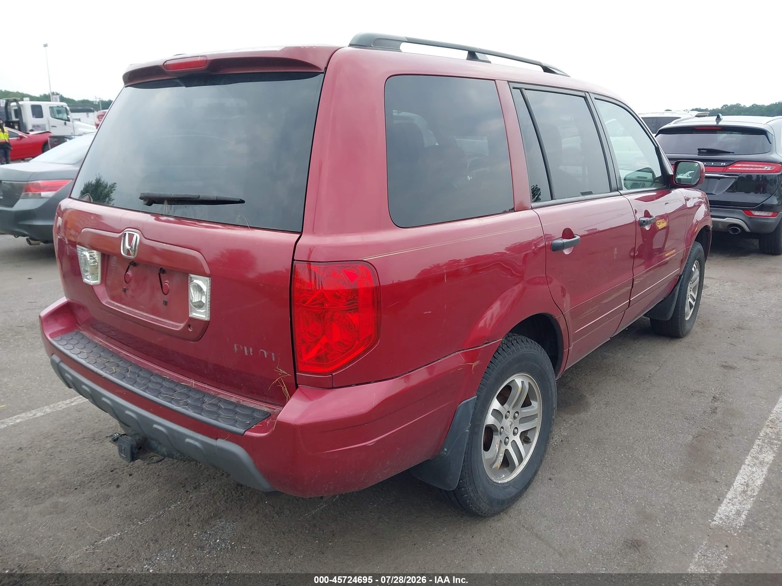 2004 Honda Pilot Ex-l Red vin: 2HKYF18564H518064