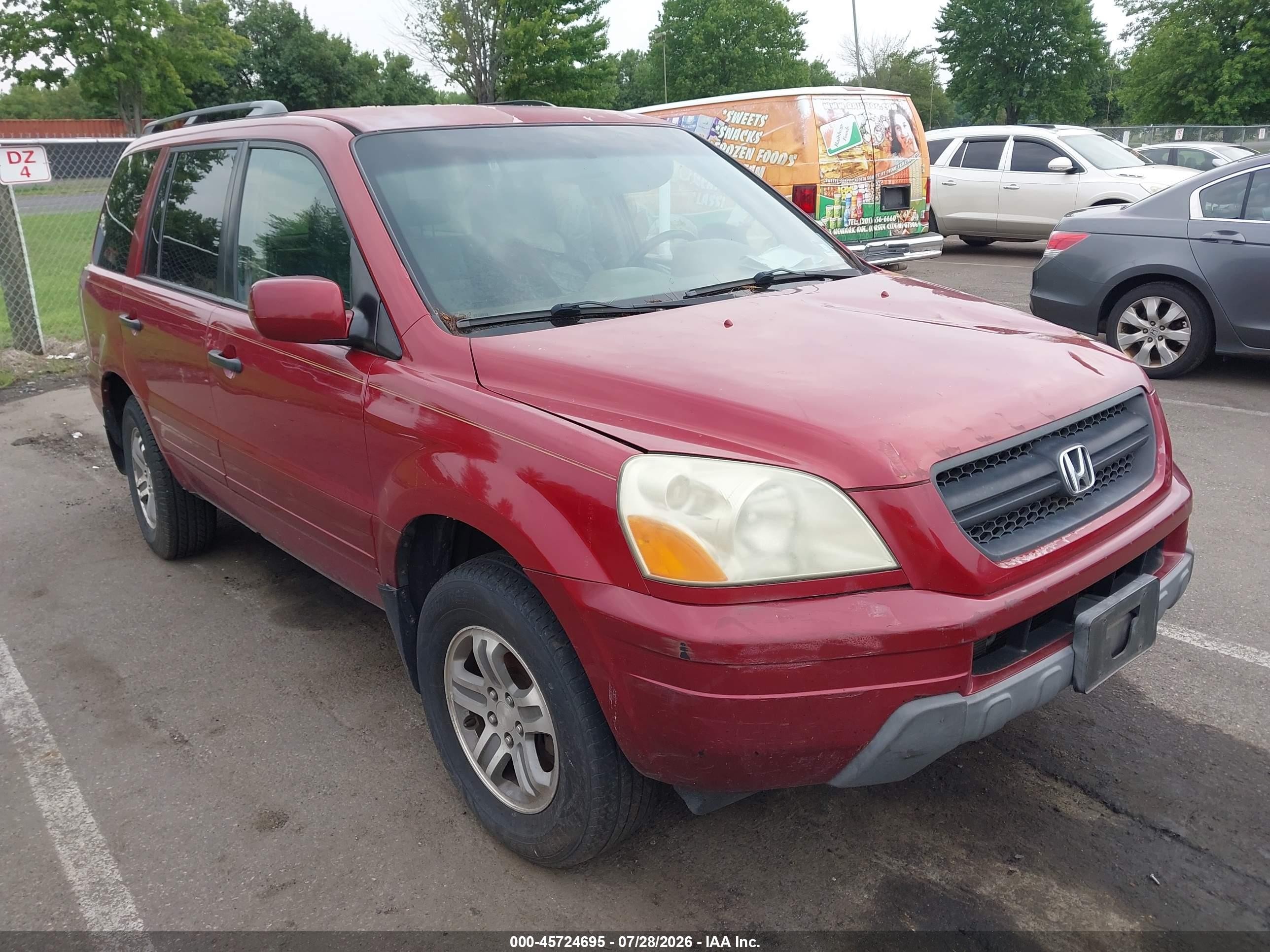 2004 Honda Pilot Ex-l Red vin: 2HKYF18564H518064