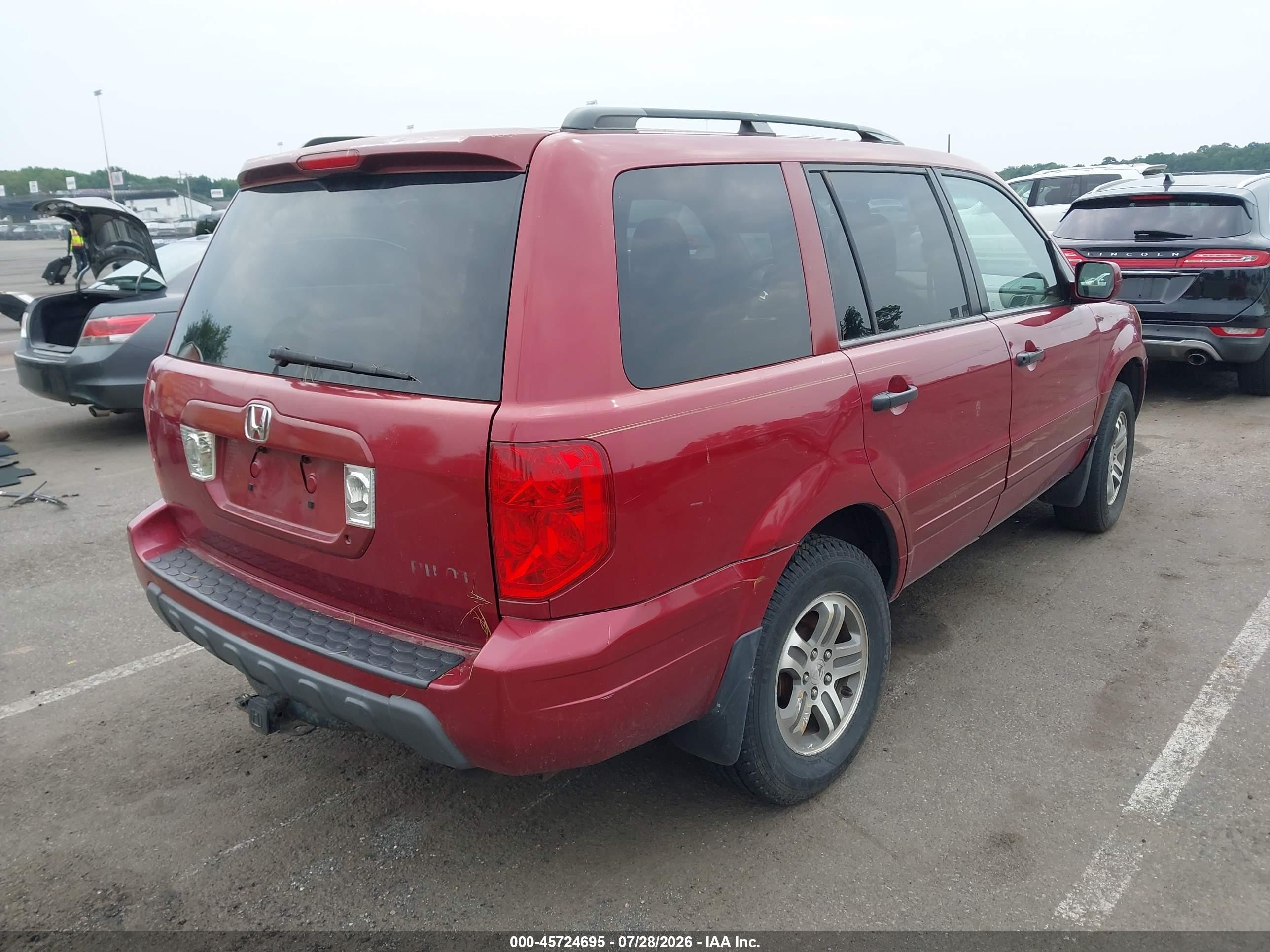 2004 Honda Pilot Ex-l Red vin: 2HKYF18564H518064