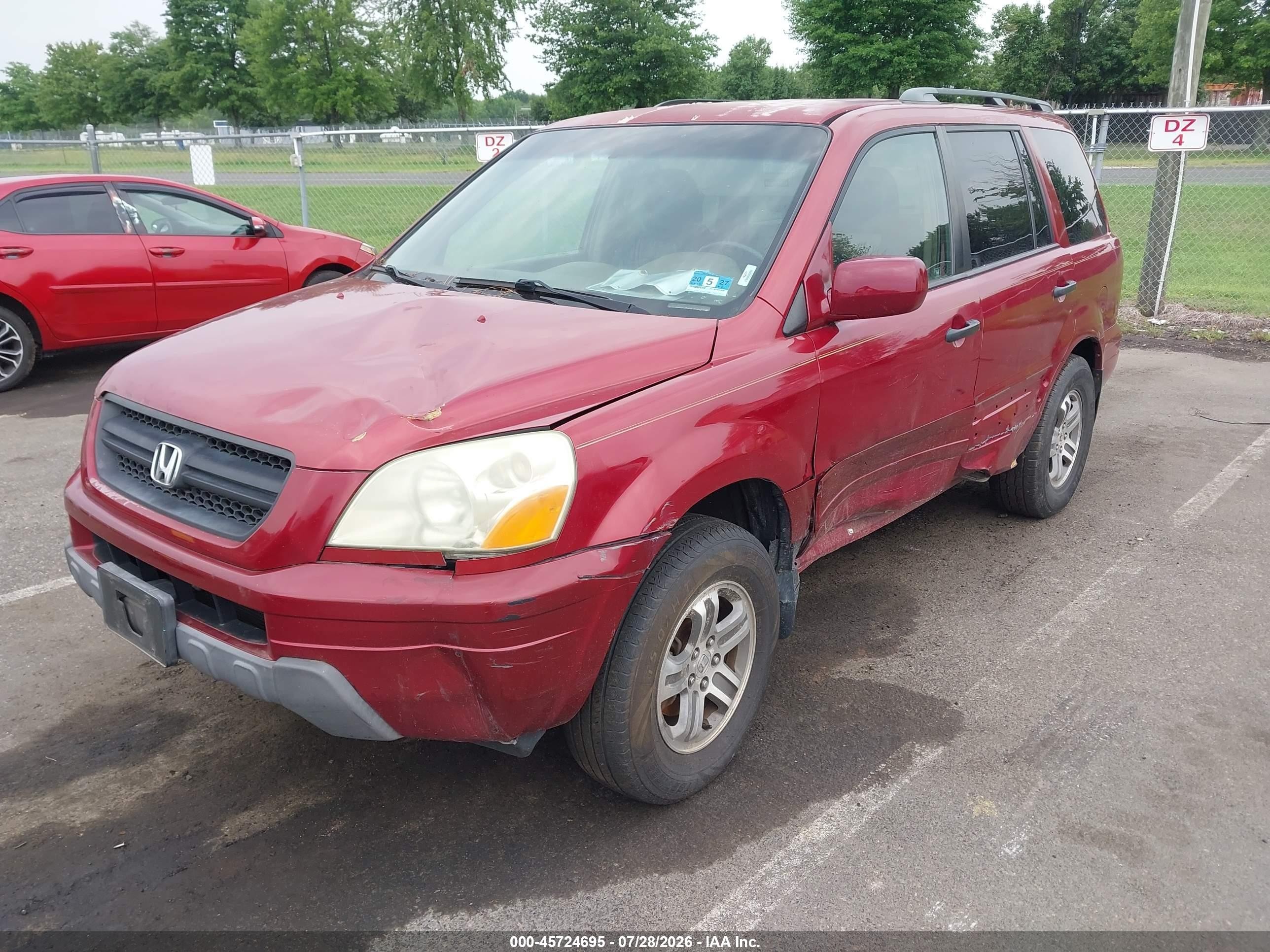 2004 Honda Pilot Ex-l Red vin: 2HKYF18564H518064