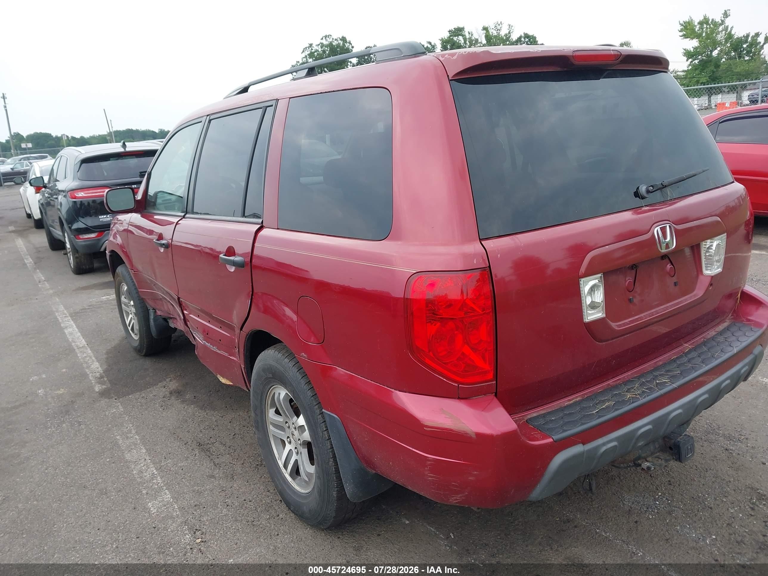 2004 Honda Pilot Ex-l Red vin: 2HKYF18564H518064
