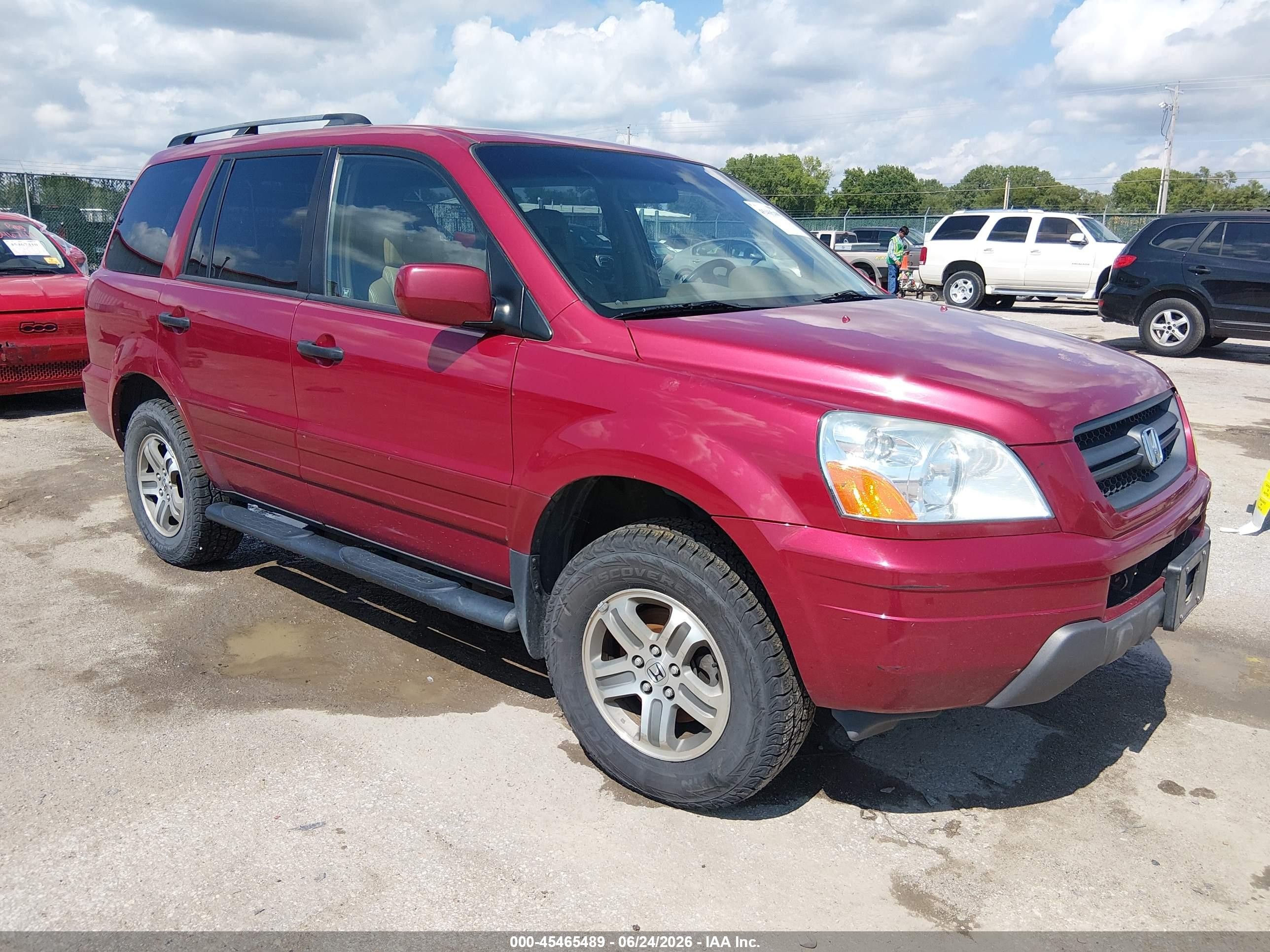 2004 Honda Pilot Ex-l Red vin: 2HKYF18564H521188