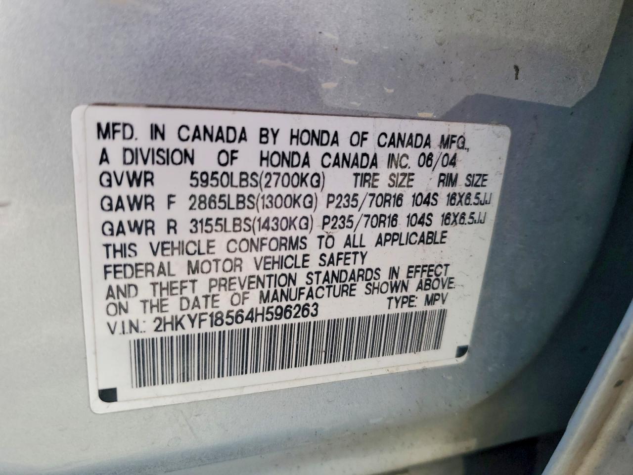 2004 Honda Pilot Exl Silver vin: 2HKYF18564H596263
