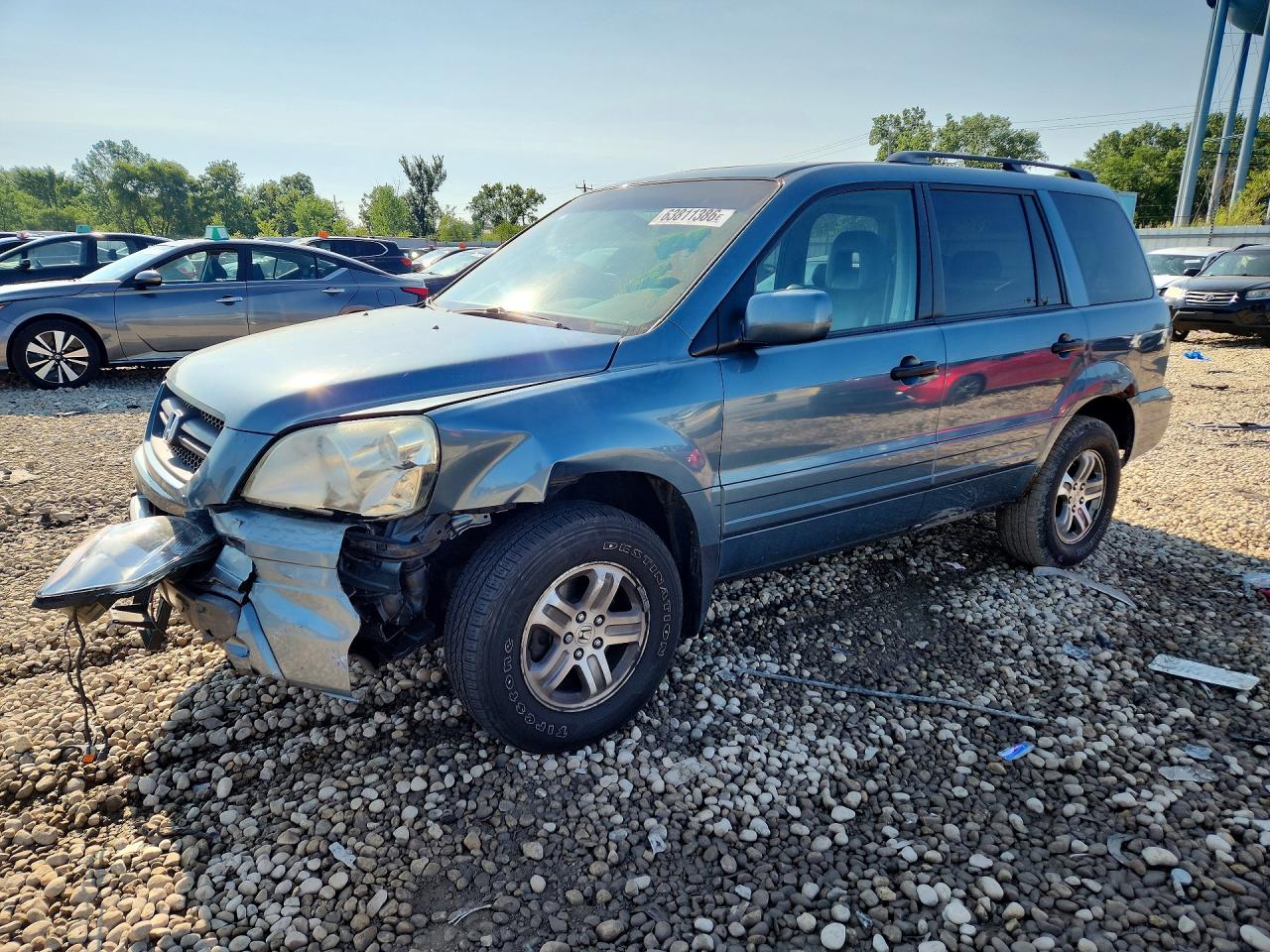 2005 Honda Pilot Exl Синий vin: 2HKYF18565H508023