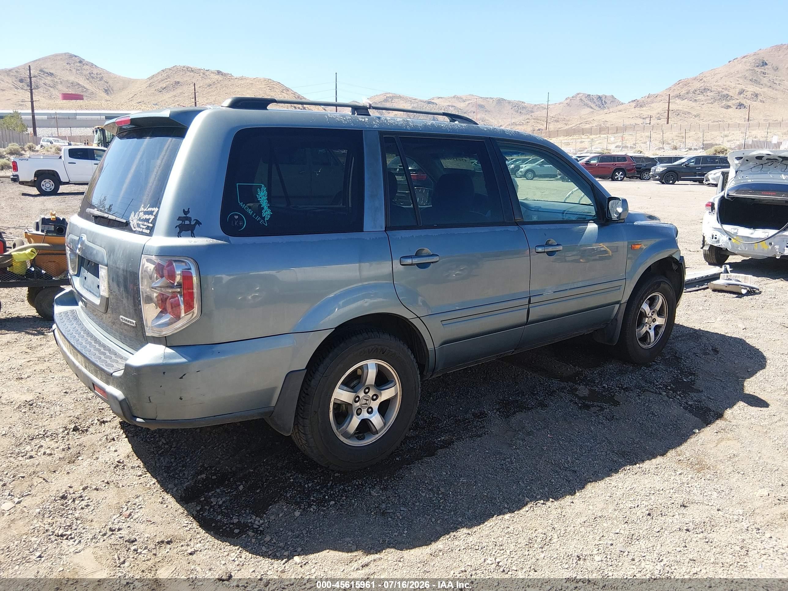 2006 Honda Pilot Ex-l Синий vin: 2HKYF18566H543131