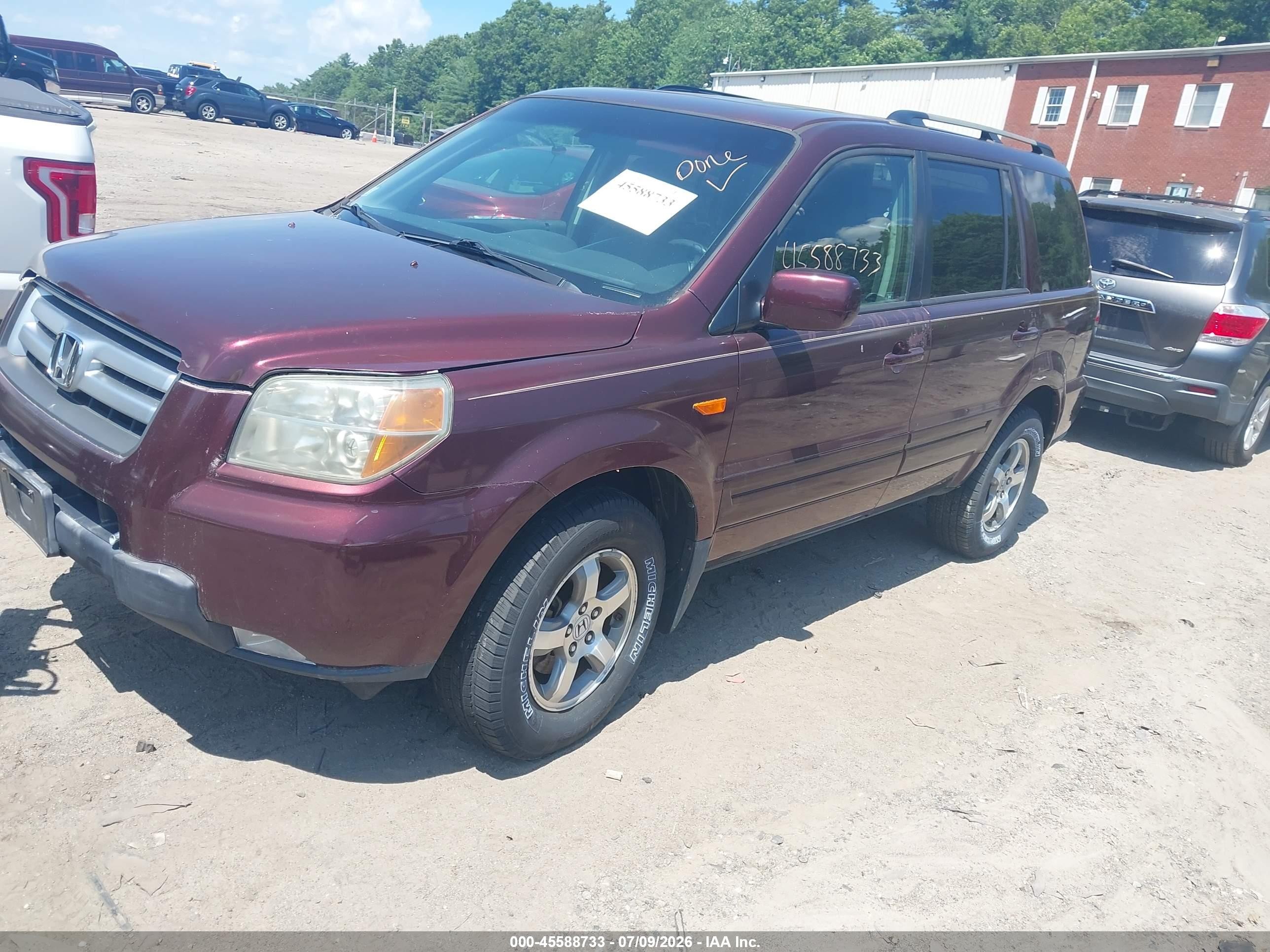 2007 Honda Pilot Ex-l Maroon vin: 2HKYF18567H501091
