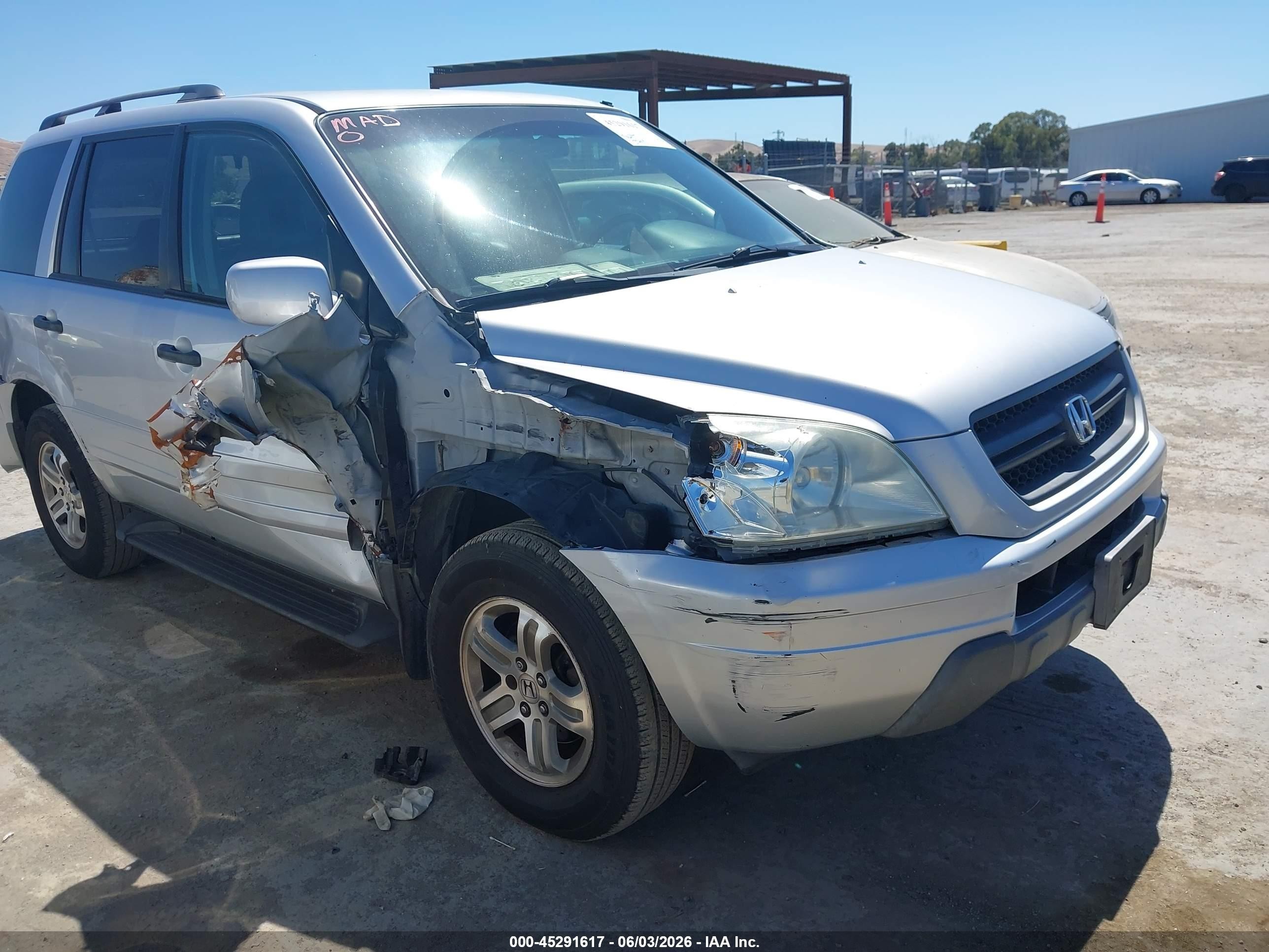 2003 Honda Pilot Ex-l Silver vin: 2HKYF18573H605924