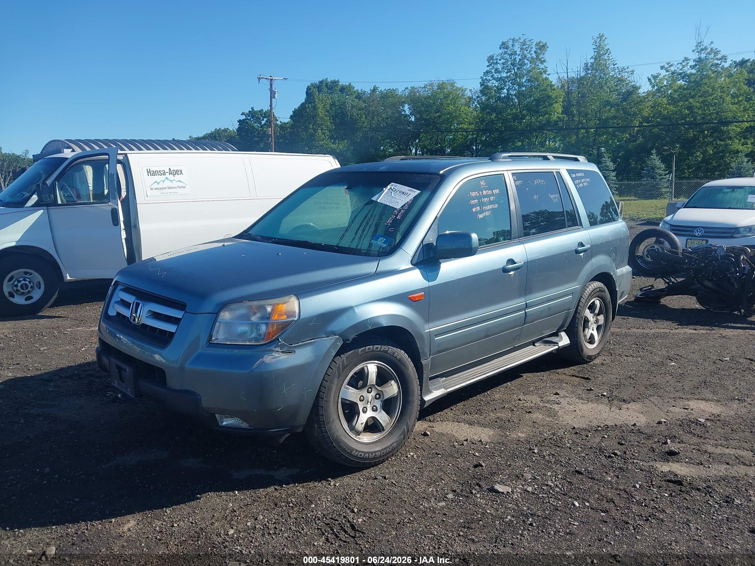 2007 Honda Pilot Ex-l Blue vin: 2HKYF18577H506185
