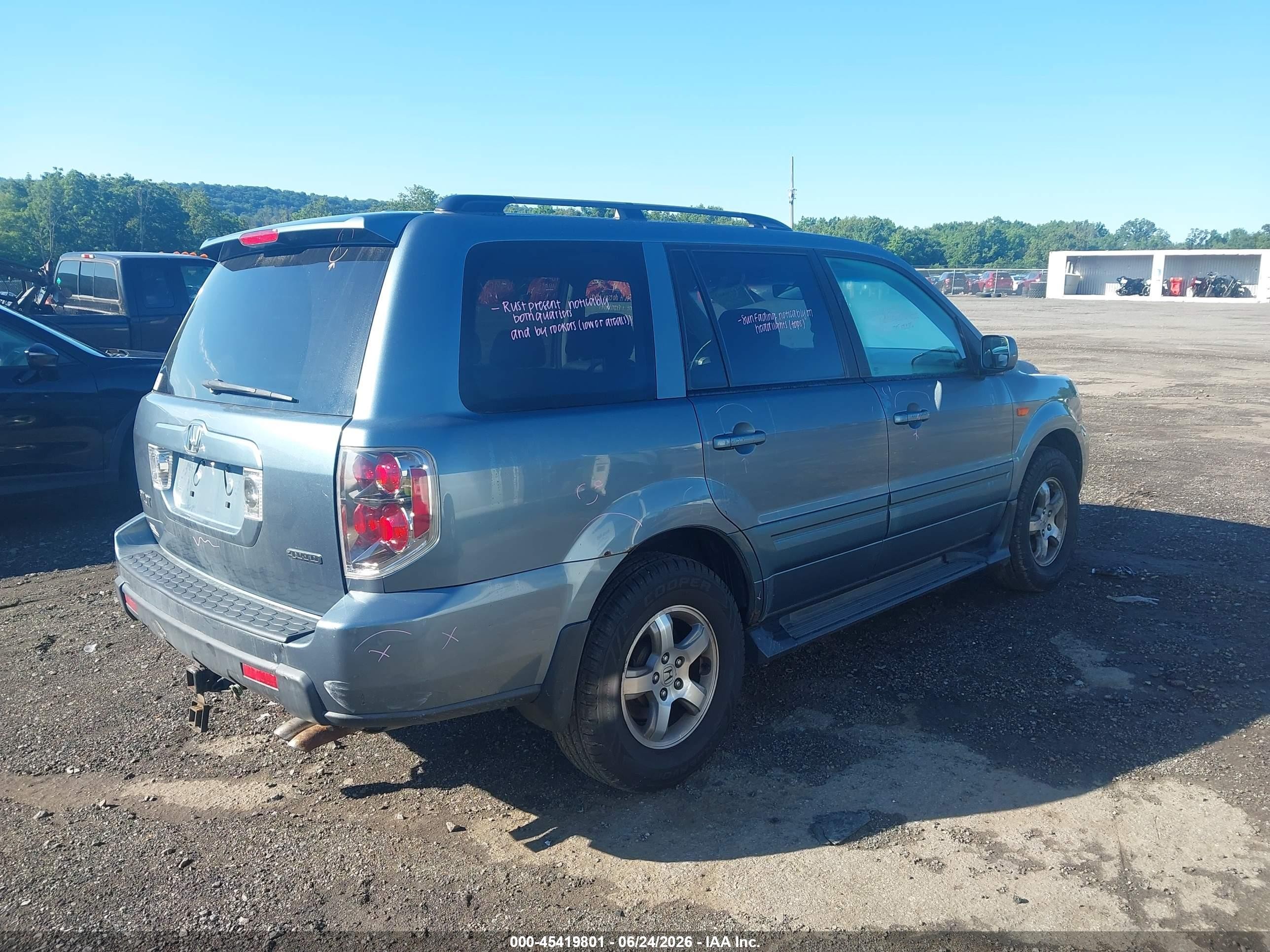 2007 Honda Pilot Ex-l Blue vin: 2HKYF18577H506185