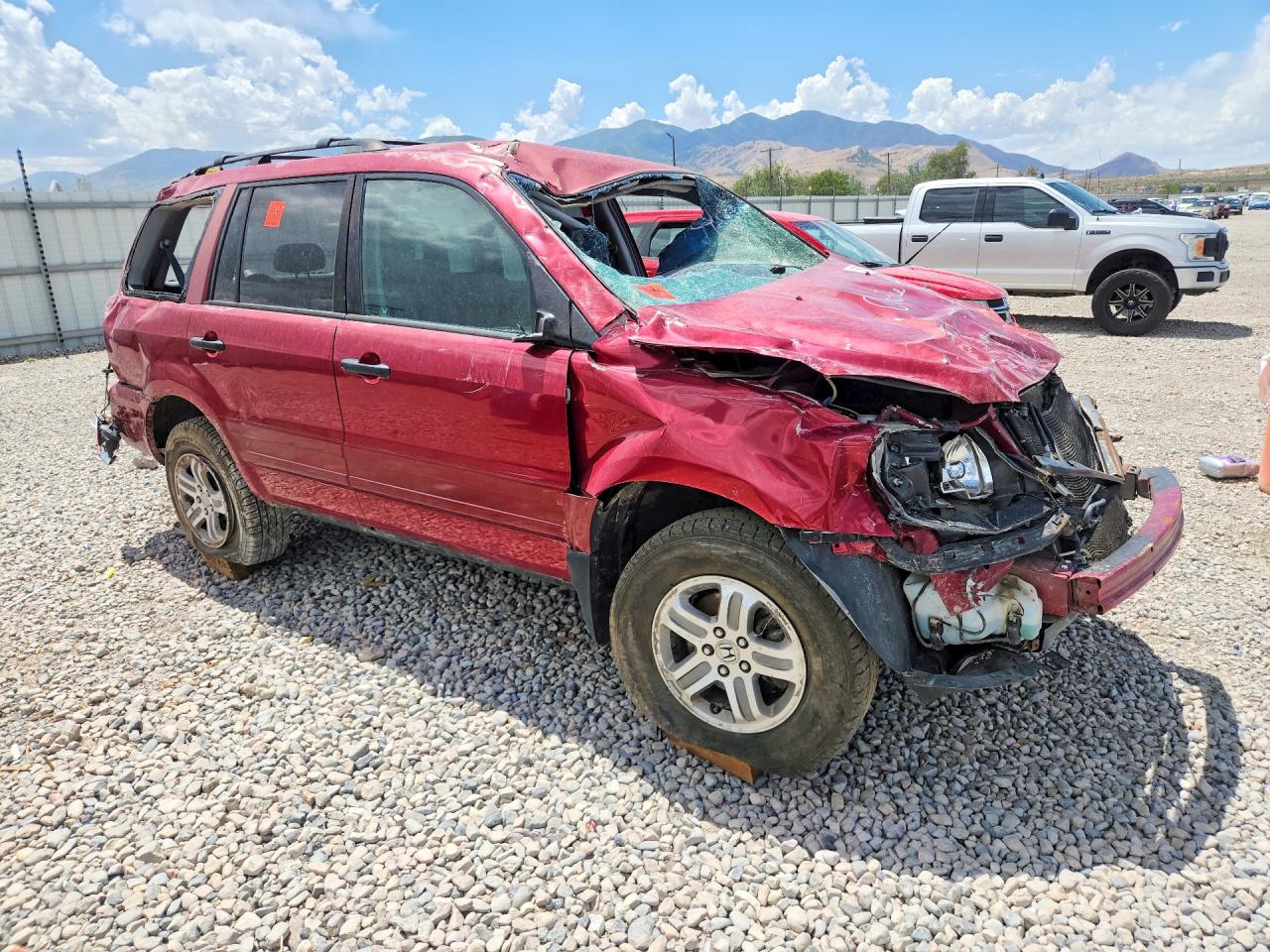 2003 Honda Pilot Exl Red vin: 2HKYF18583H563487
