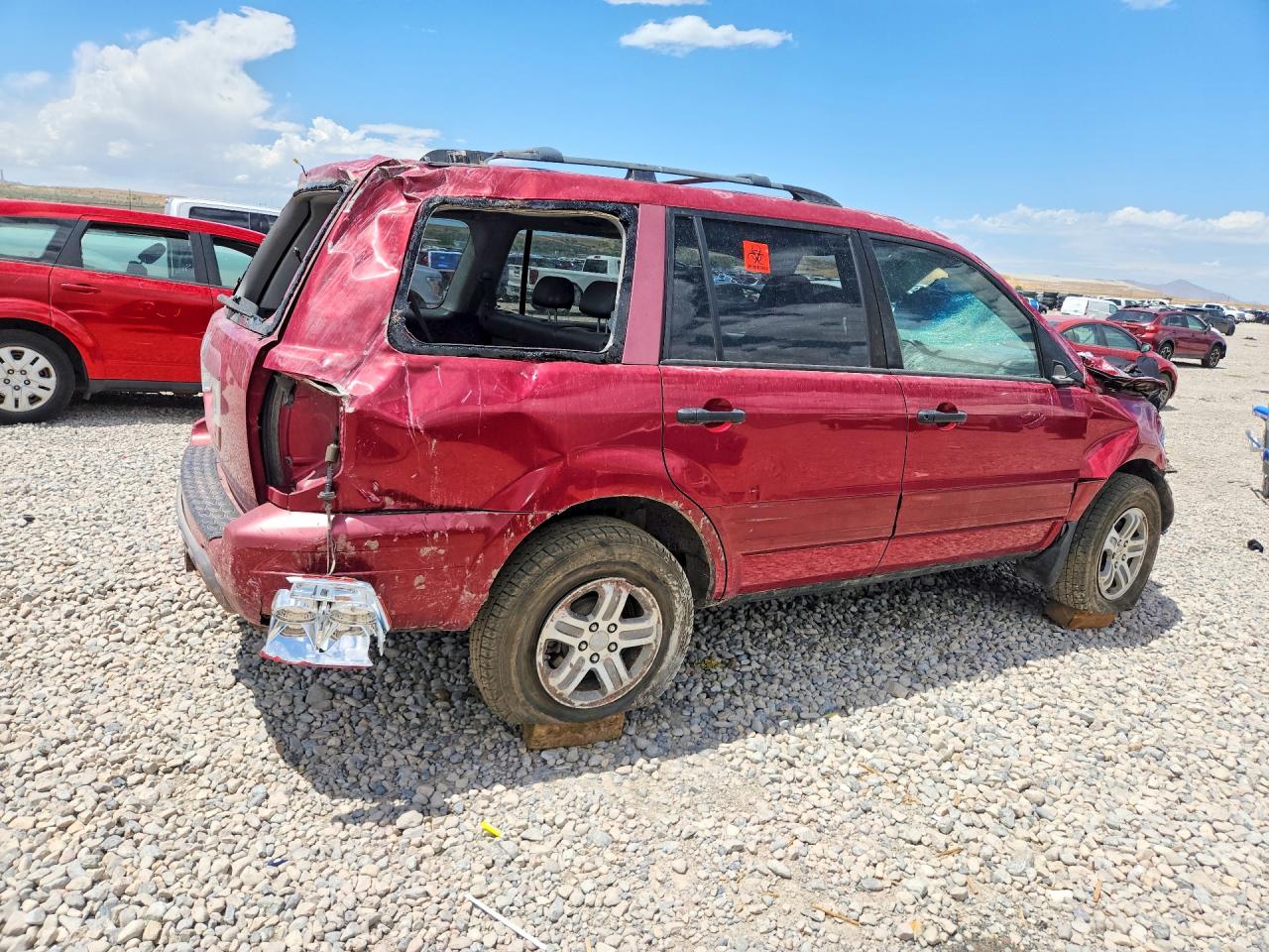 2003 Honda Pilot Exl Red vin: 2HKYF18583H563487
