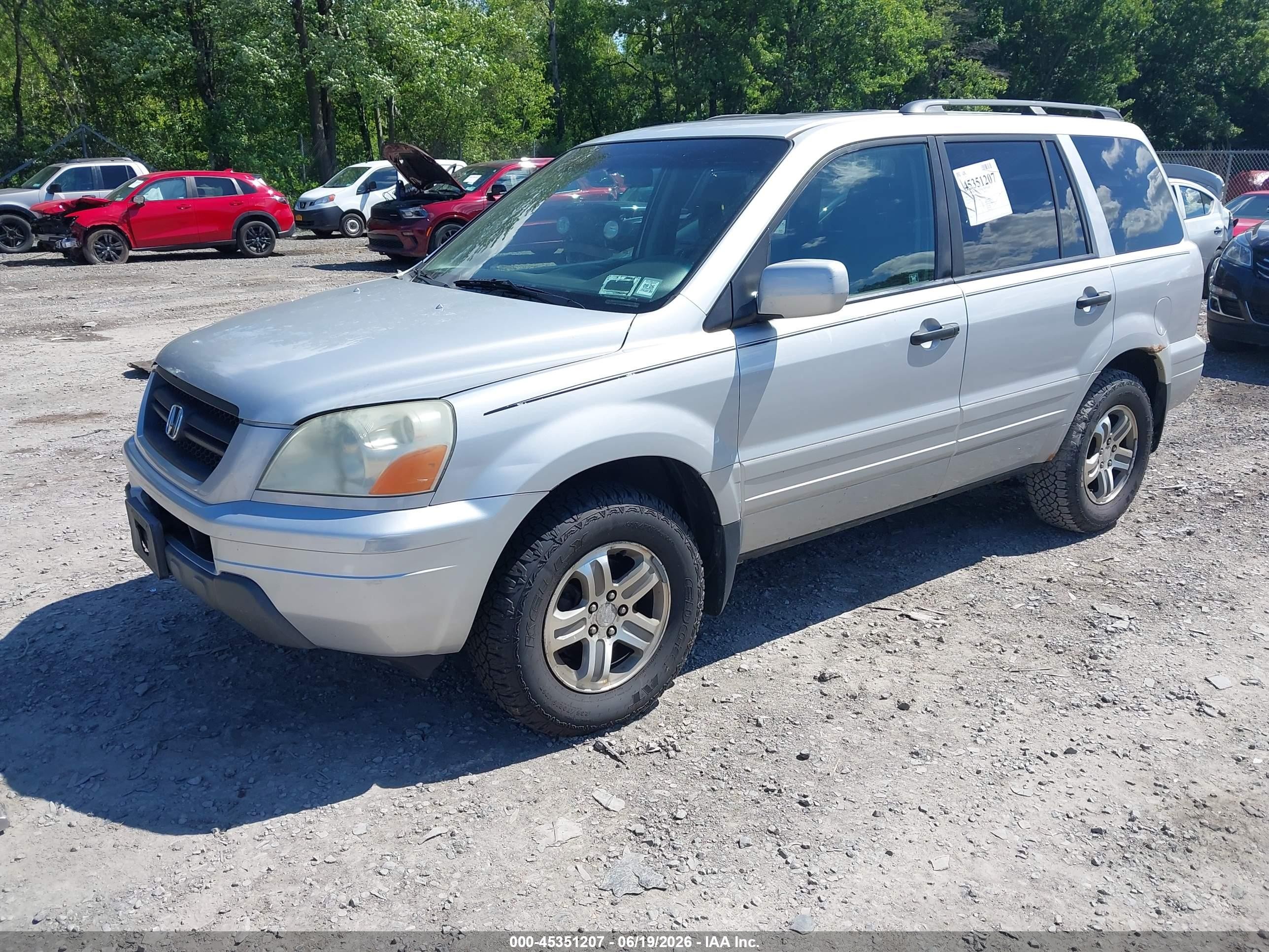 2003 Honda Pilot Ex-l Silver vin: 2HKYF18583H602305