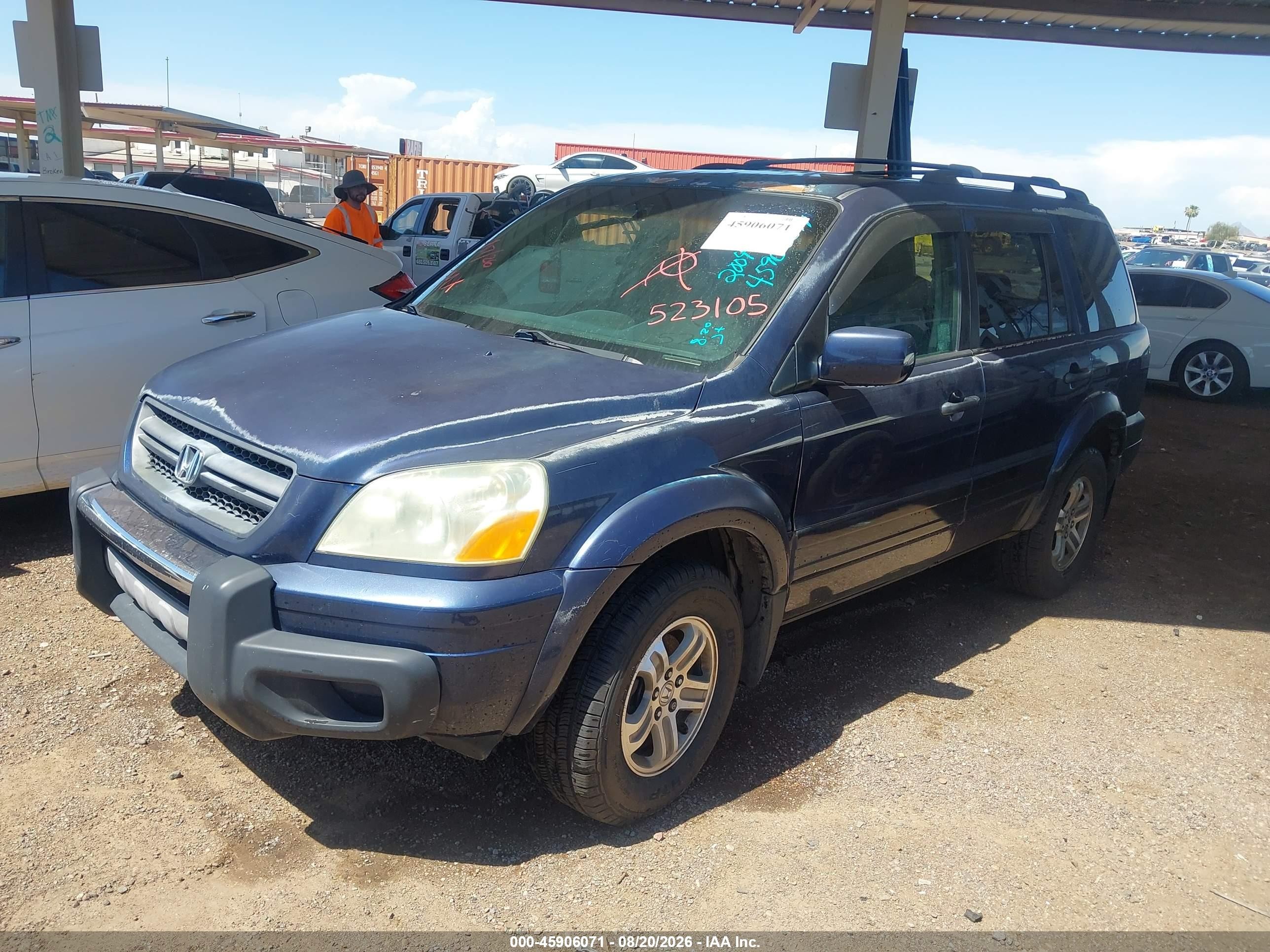2004 Honda Pilot Ex-l Blue vin: 2HKYF18584H523105
