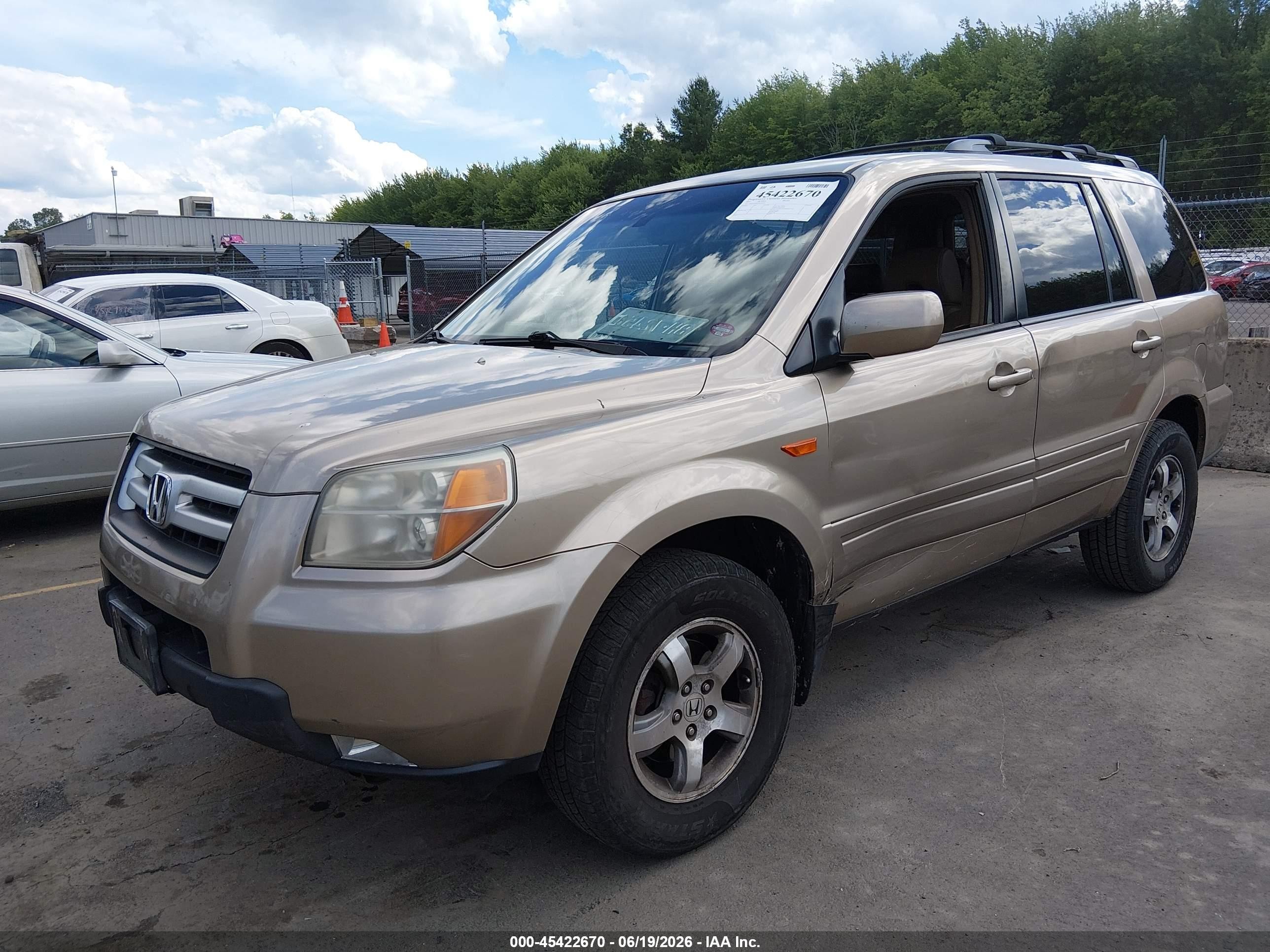 2007 Honda Pilot Ex-l Бежевый vin: 2HKYF18587H506972