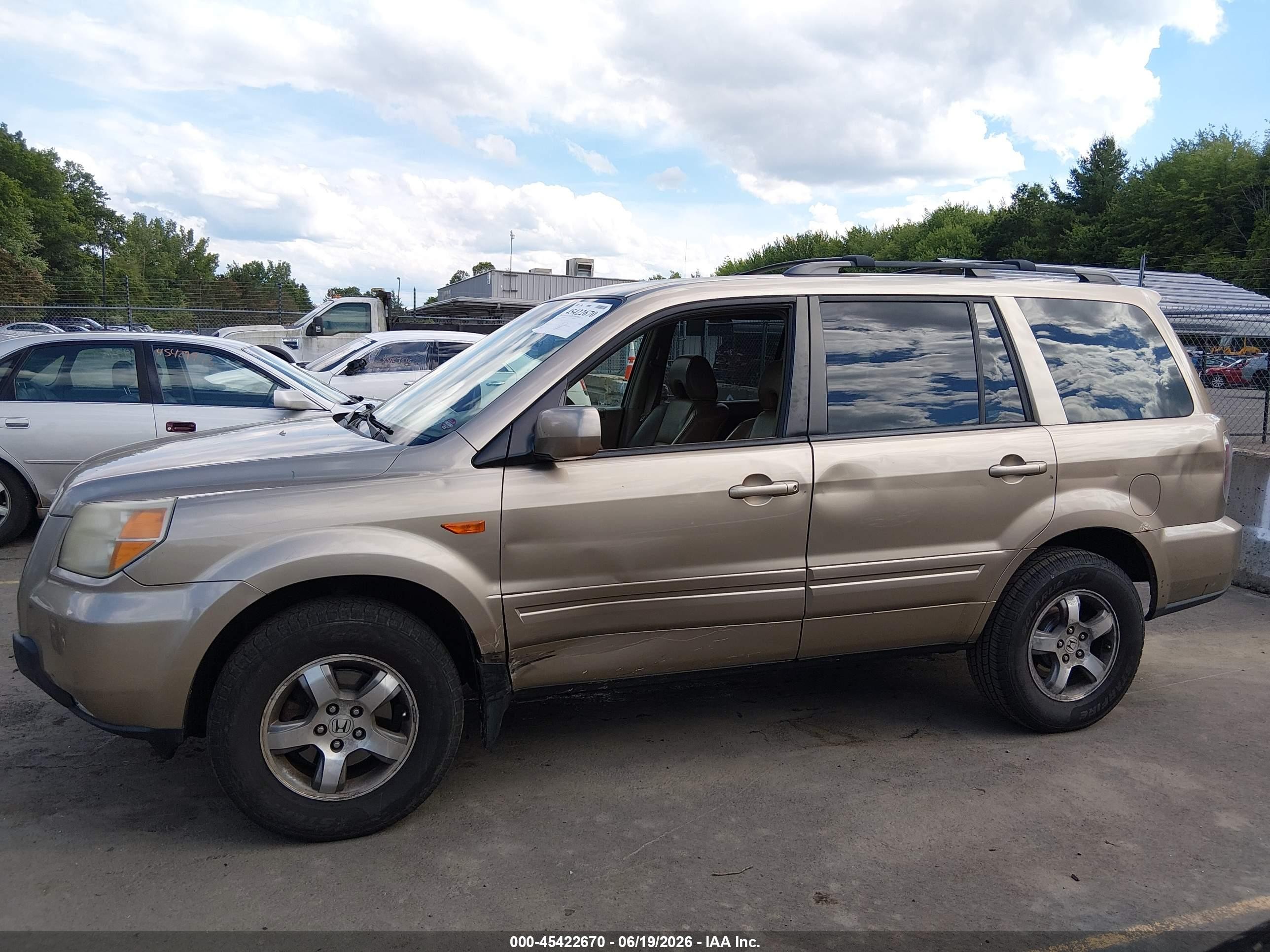 2007 Honda Pilot Ex-l Бежевый vin: 2HKYF18587H506972