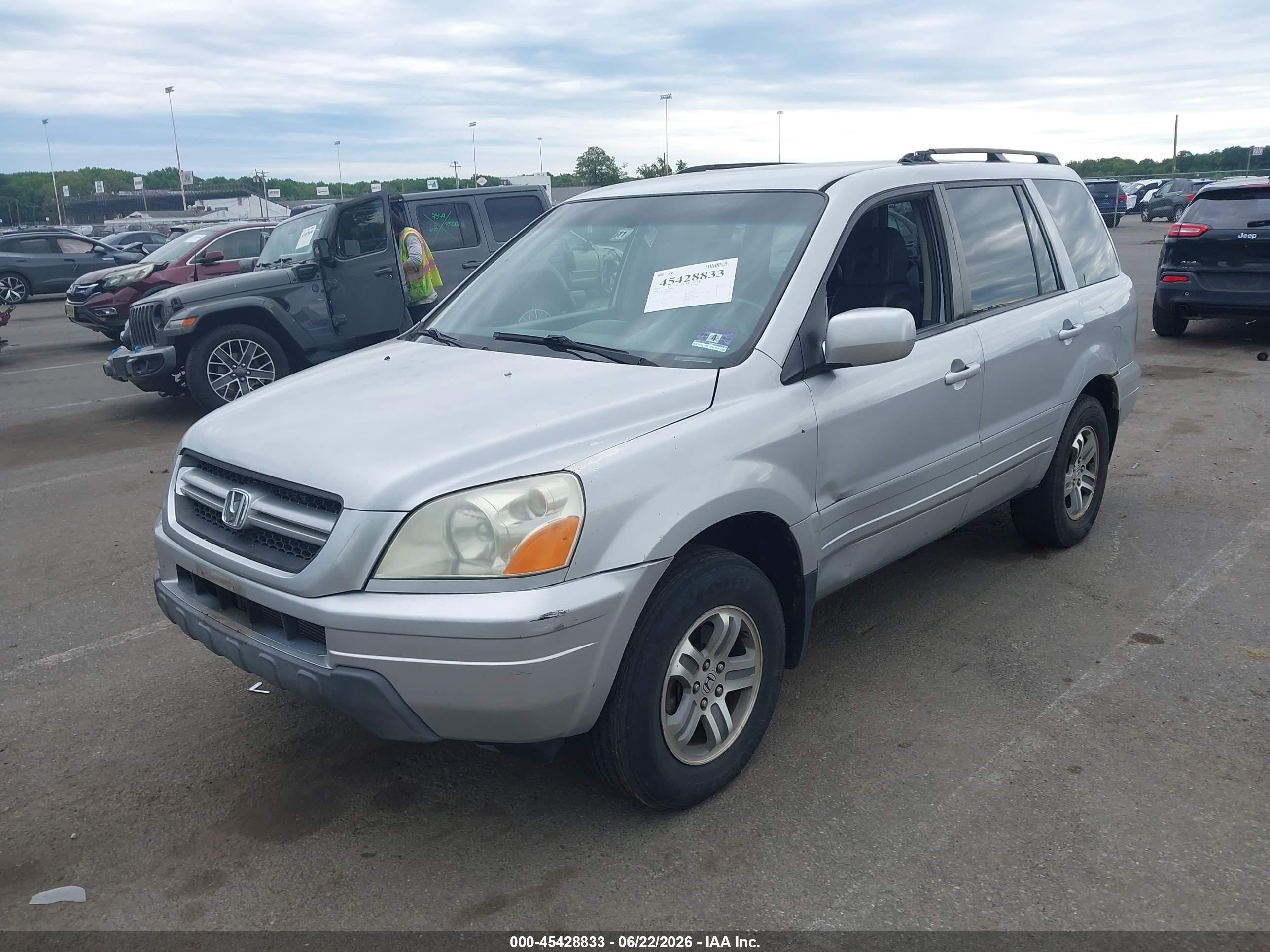 2004 Honda Pilot Ex-l Silver vin: 2HKYF18594H578758