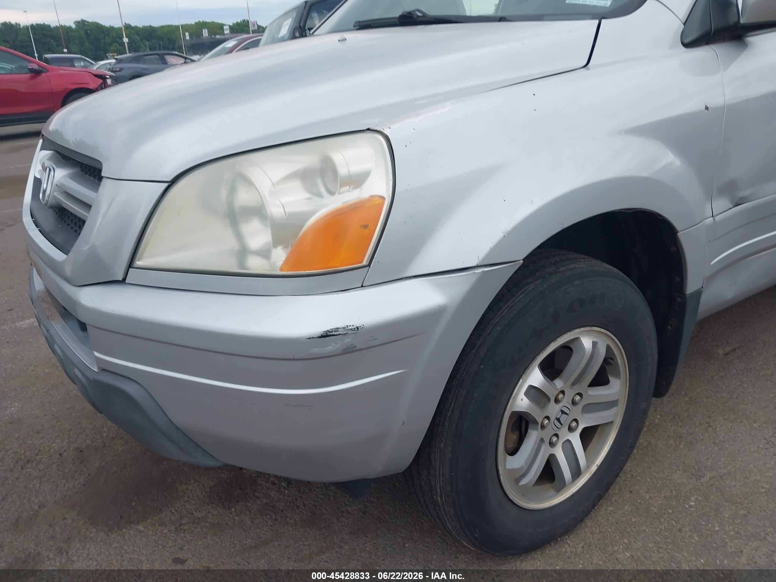 2004 Honda Pilot Ex-l Silver vin: 2HKYF18594H578758