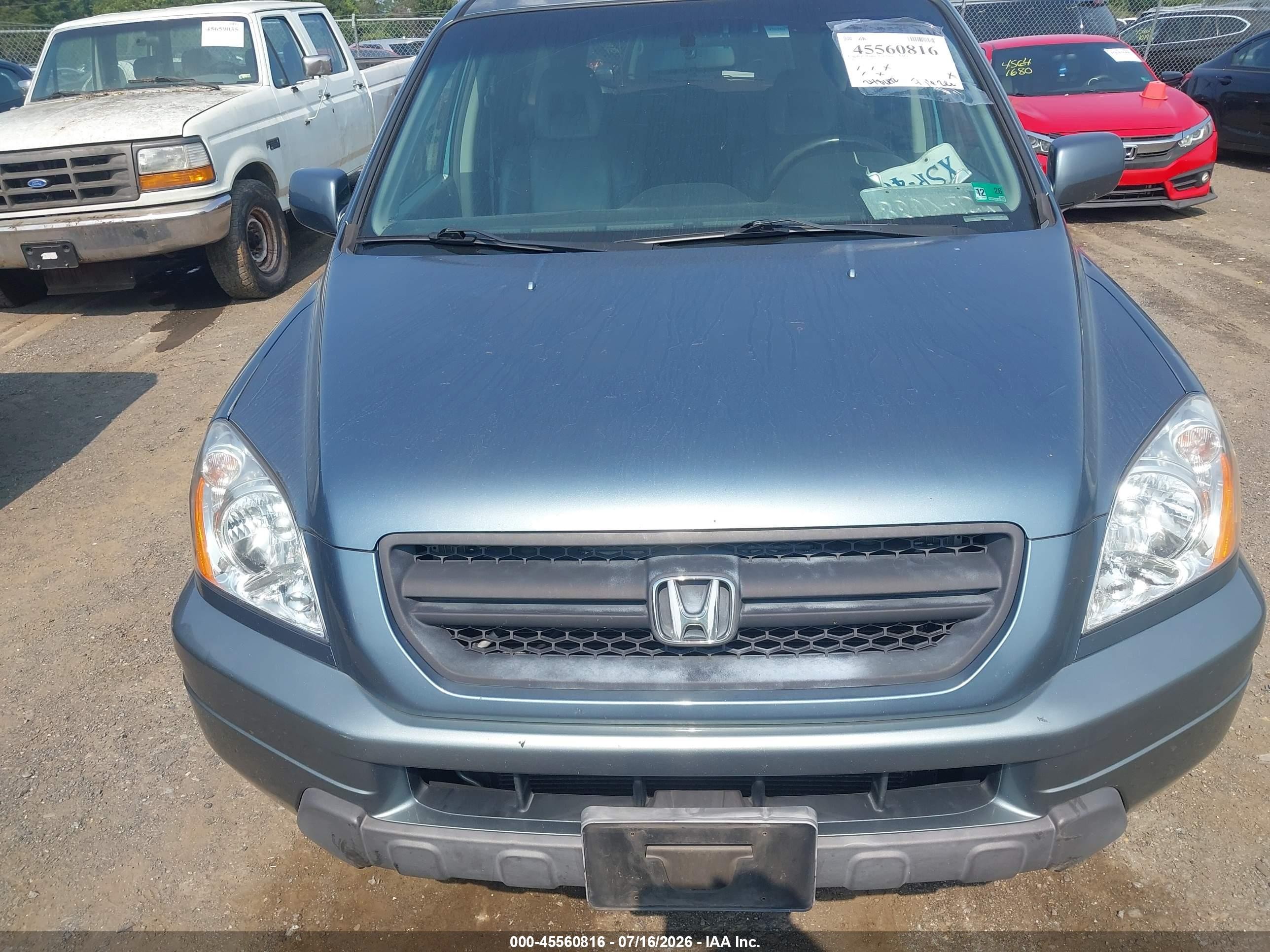 2005 Honda Pilot Ex-l Blue vin: 2HKYF18595H527276