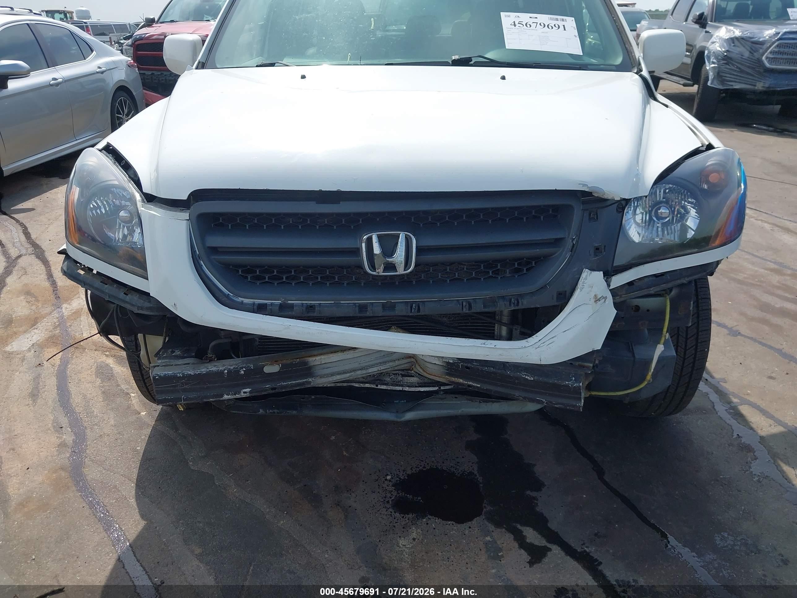 2005 Honda Pilot Ex-l Белый vin: 2HKYF18595H531909
