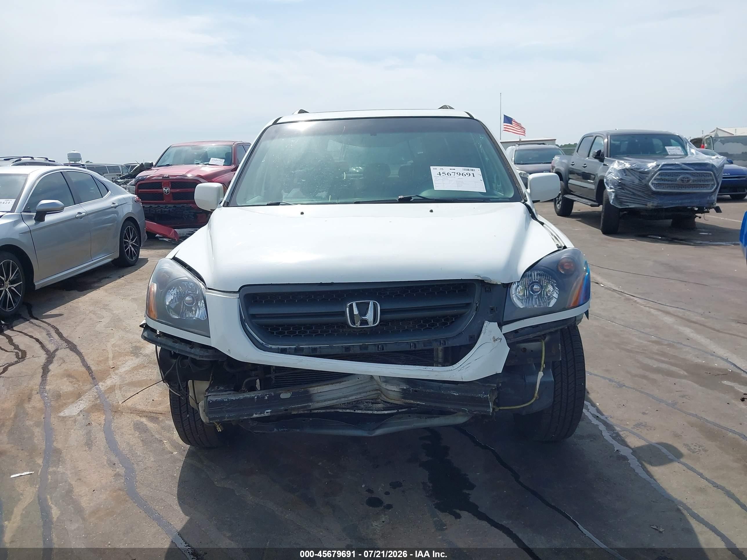 2005 Honda Pilot Ex-l Белый vin: 2HKYF18595H531909