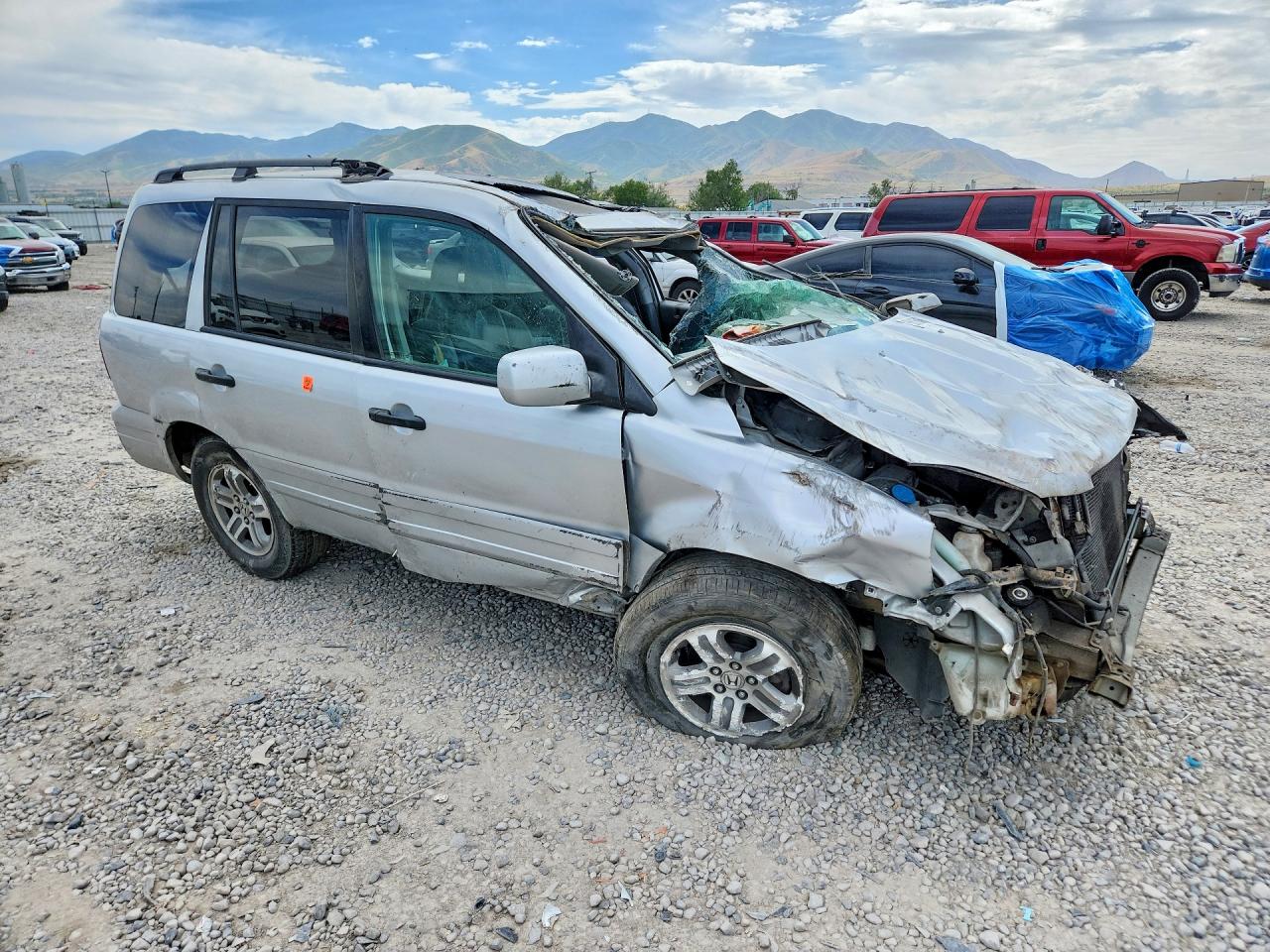 2005 Honda Pilot Exl Silver vin: 2HKYF18595H555935