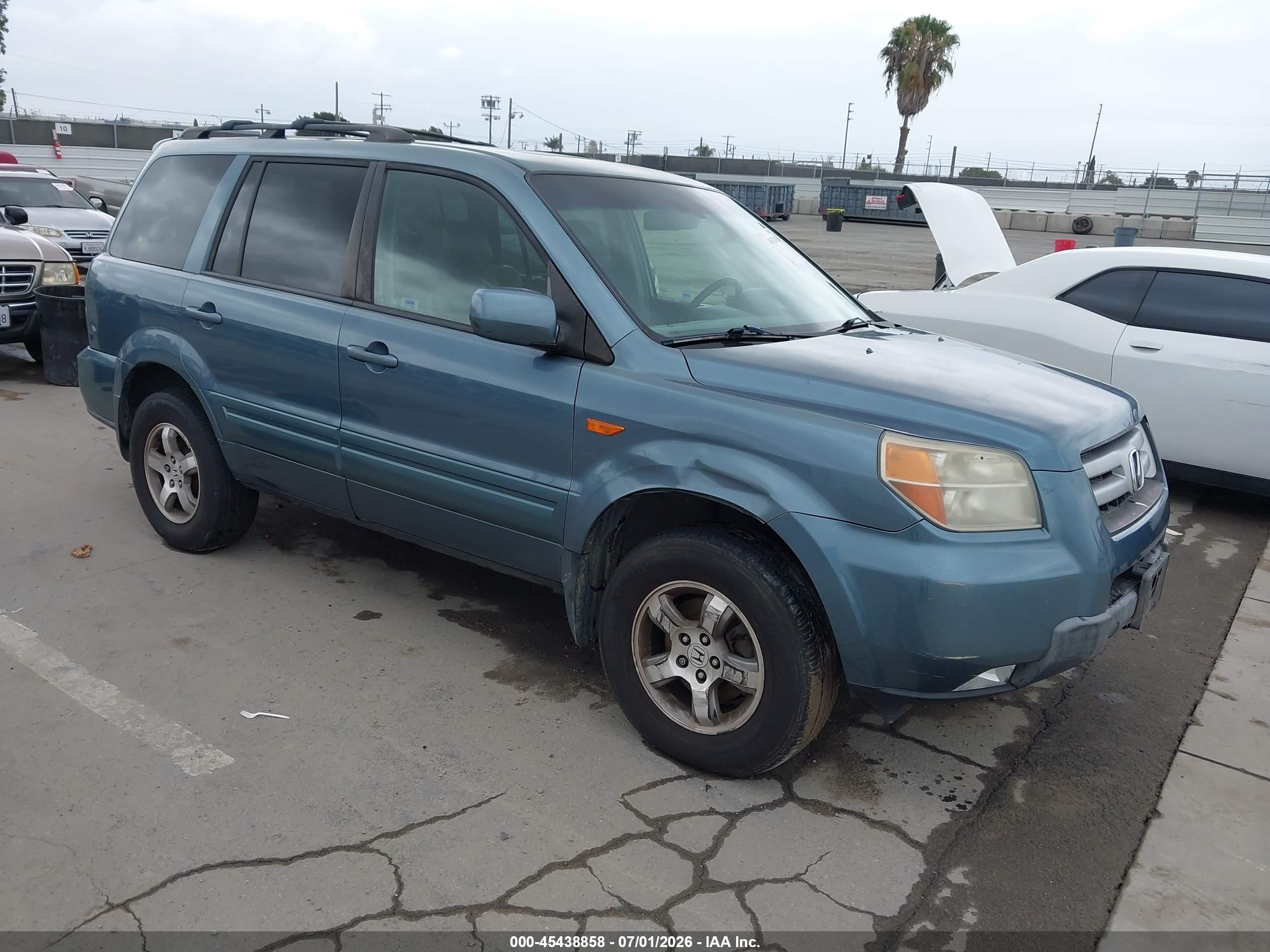 2007 Honda Pilot Ex-l Blue vin: 2HKYF18597H534070