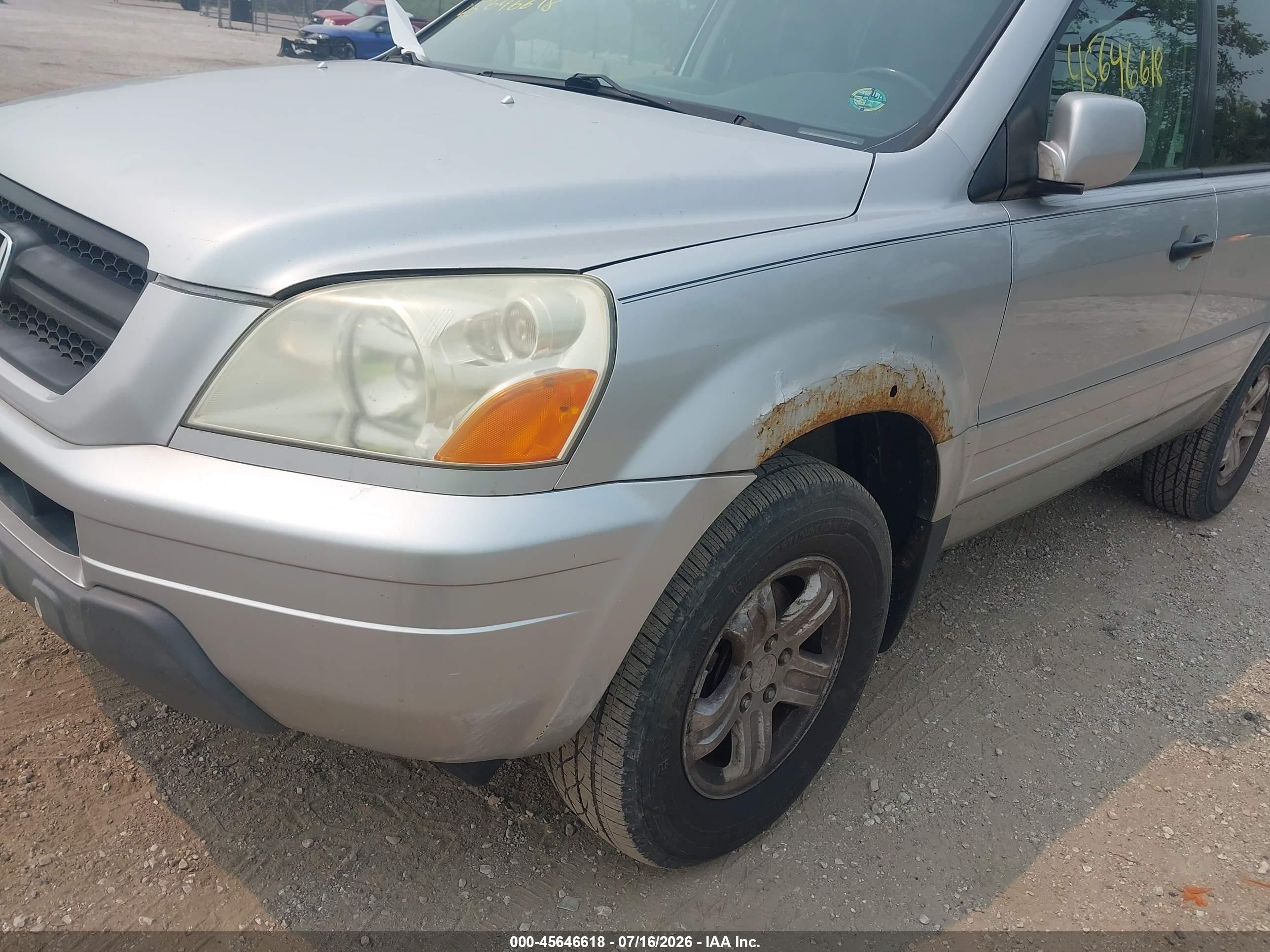 2003 Honda Pilot Ex-l Silver vin: 2HKYF185X3H512332